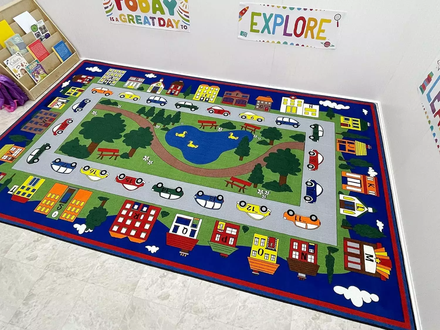 KidCarpet Around Town Road Rectangle Rug with Alphabet. 4' x 6' | Educational Carpet Rug for Home or School Learning Area. Classroom. Kid's Bedroom or Playroom | Indoor