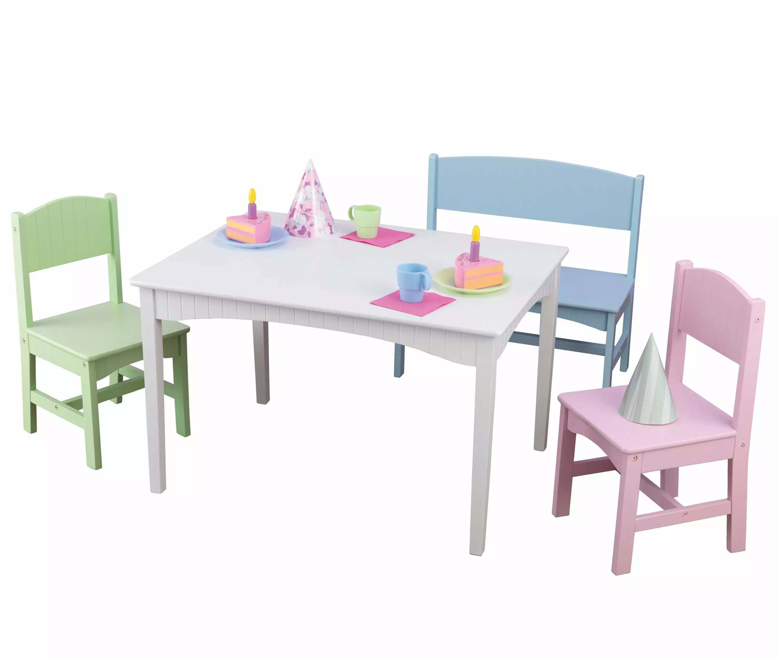 KidKraft Nantucket Wooden Table with Bench and 2 Chairs. Multicolored. Children's Furniture - Pastel