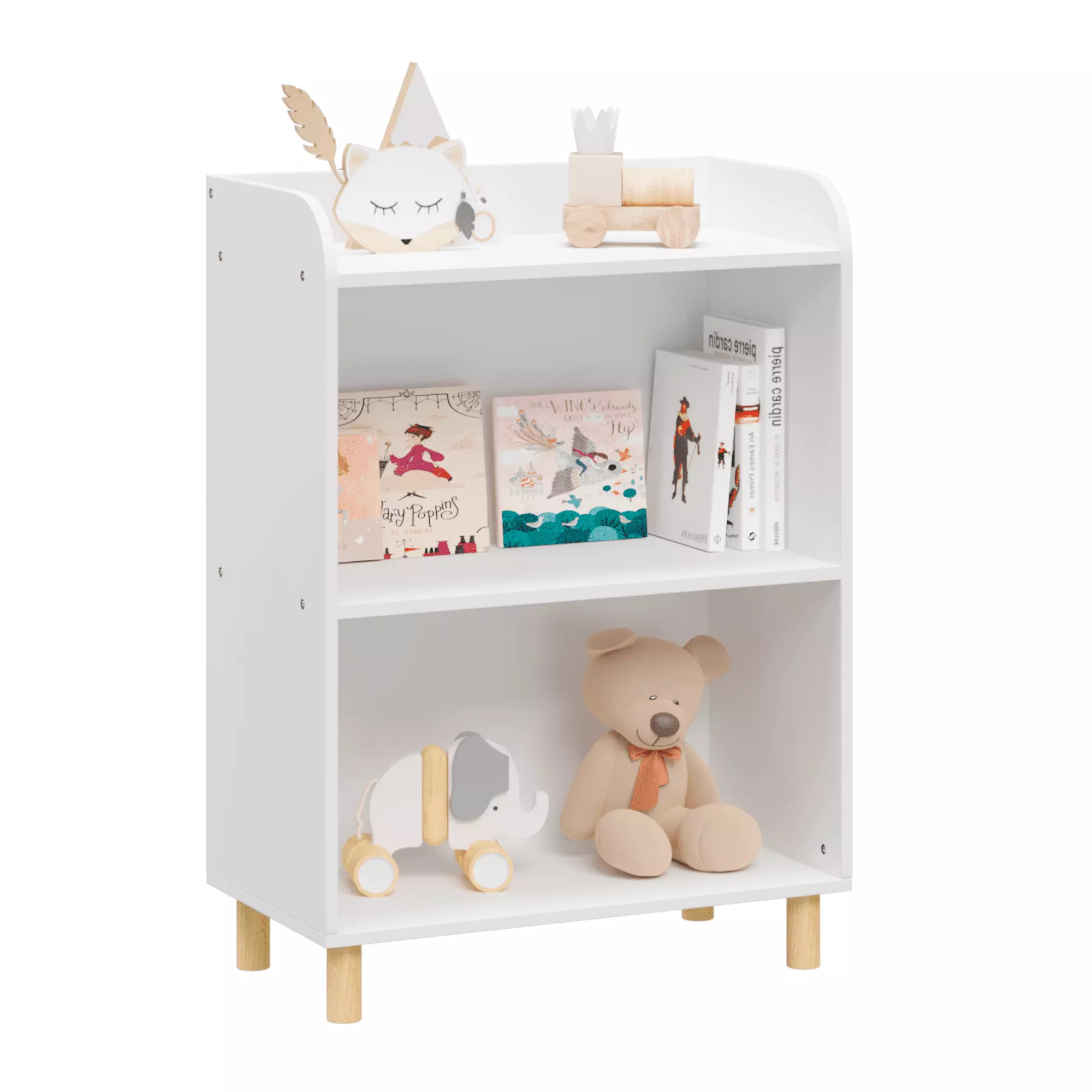 Kids 3-Tier Bookcase. Book Display. Bookshelf Toy Storage Cabinet Organizer for Children's Room. Playroom .White