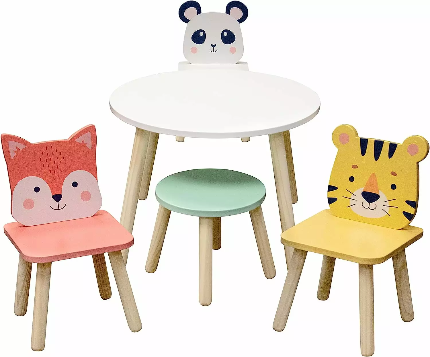 Kids Animal Table & Chair Set- Toddler Table w 3 Toddler Seats & Adult Stool for Arts. Activities- Adorably Themed Playroom Furniture. Dining Table or Activity Center for Daycares Classroom Play Area