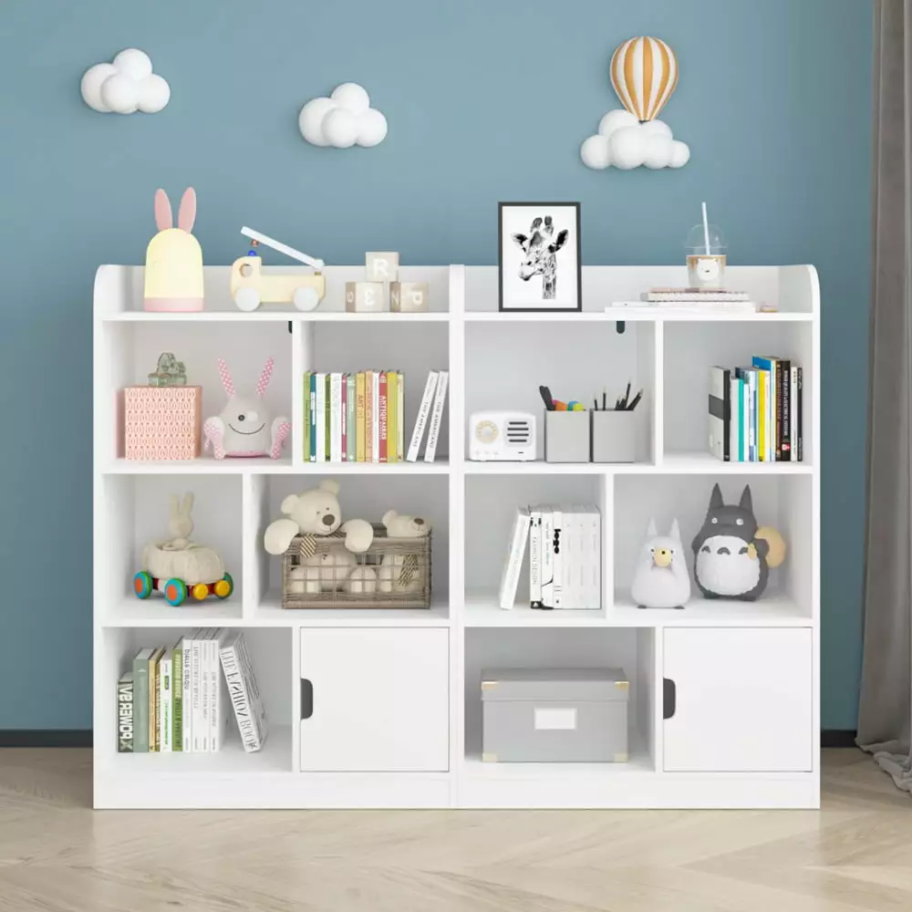 Kids Bookcase. Bookshelf with 6 Compartments. Freestanding Shelves and Cube Organizer. for Bedroom Living Room Office Closet School in White