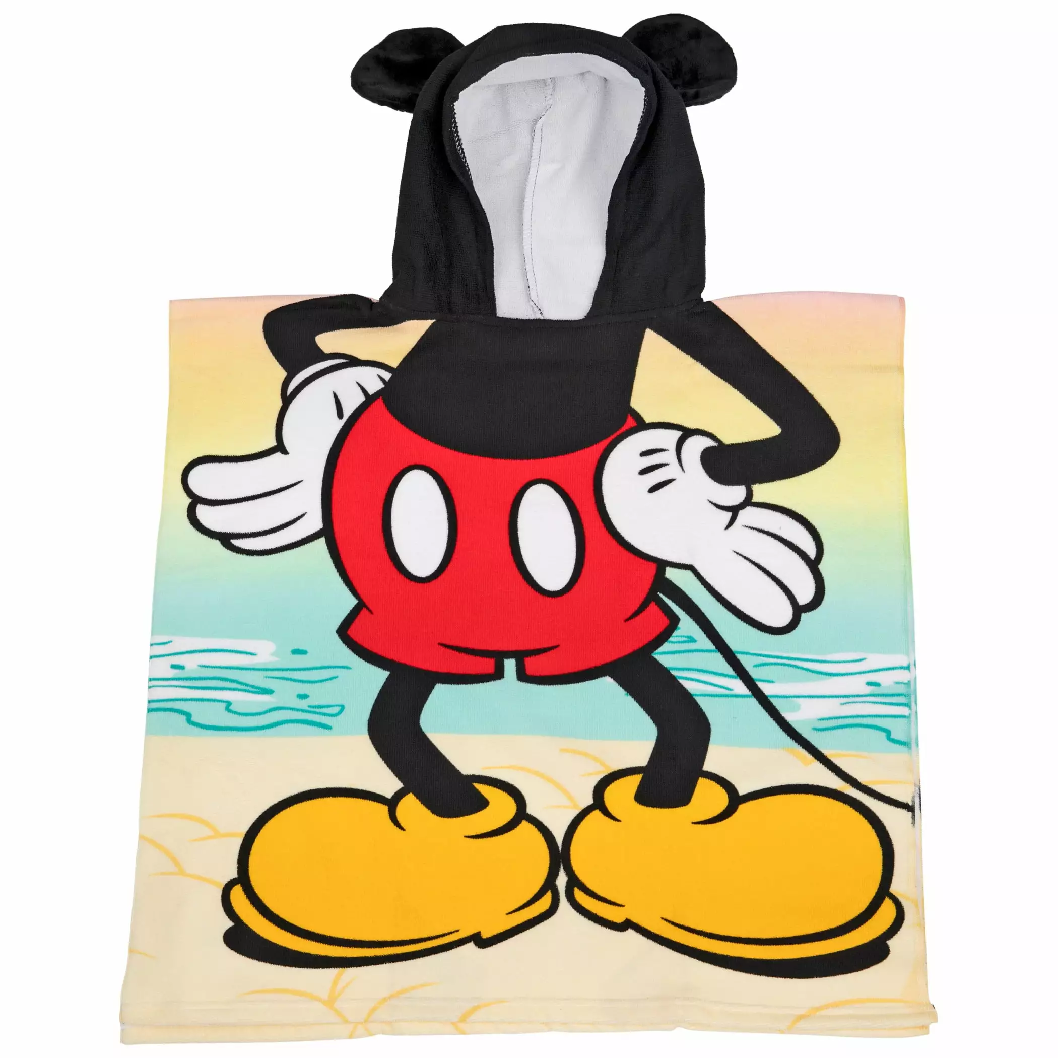 Kids Disney Mickey Mouse Hooded Beach Towel Poncho with Ears Boys Girls