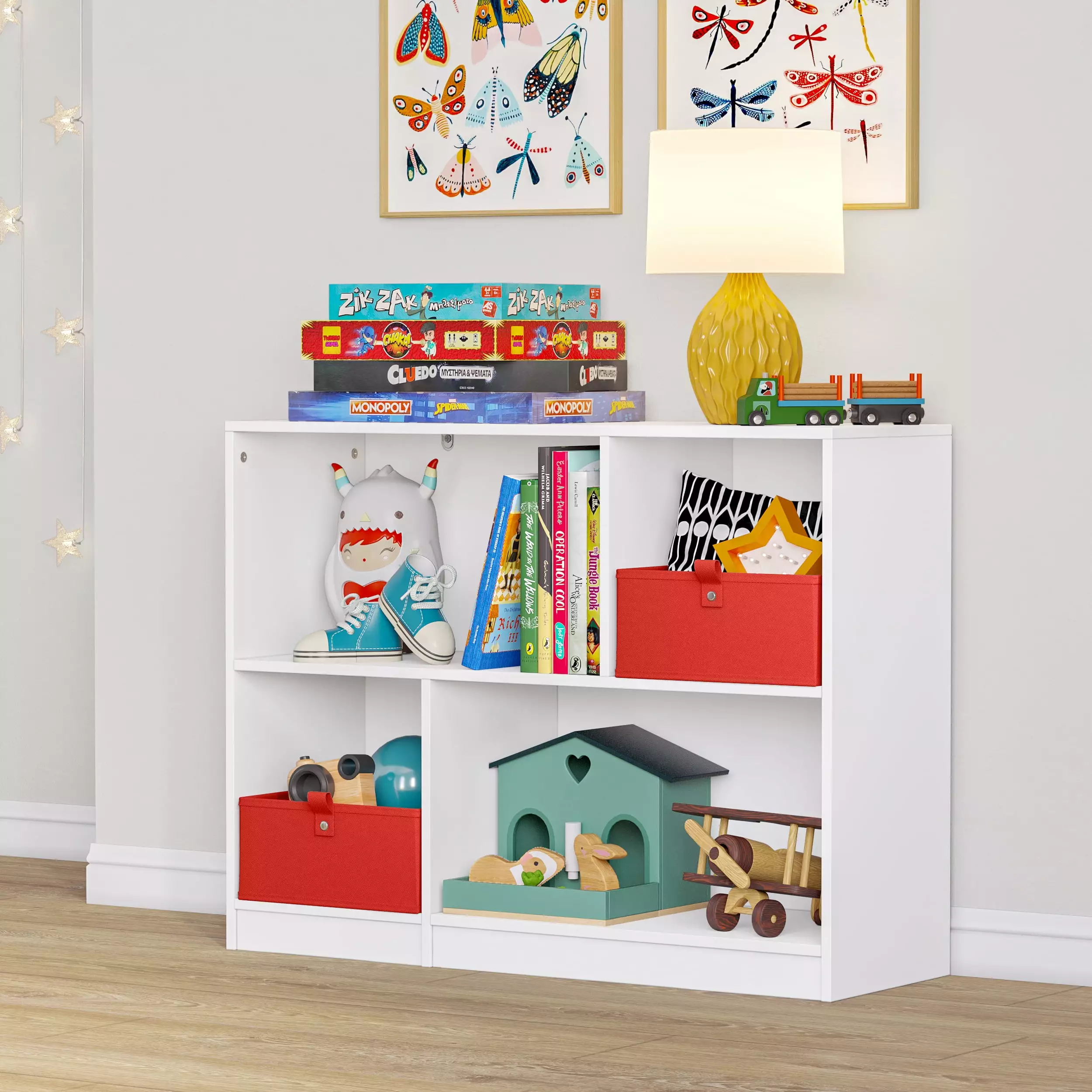 RiverRidge Kids Horizontal Bookcase with Cubbies ?C White 