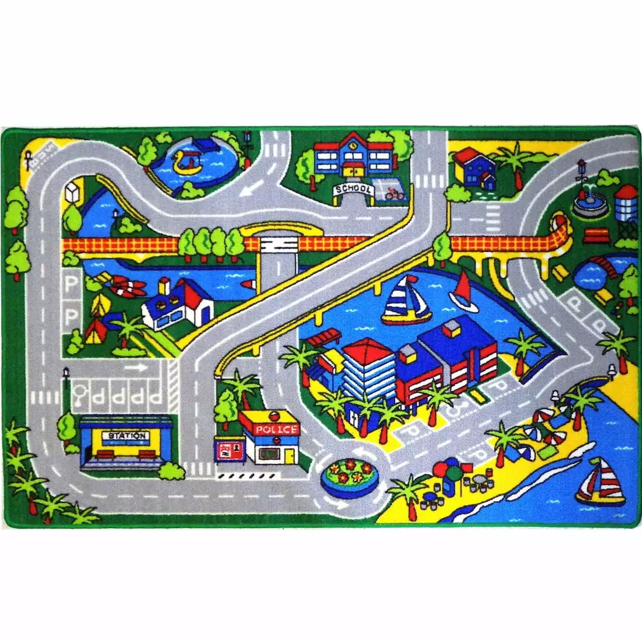 Kids Rug Harbor Map 5' X 7' Childrens Fun Learning Carpet (59 x 82)