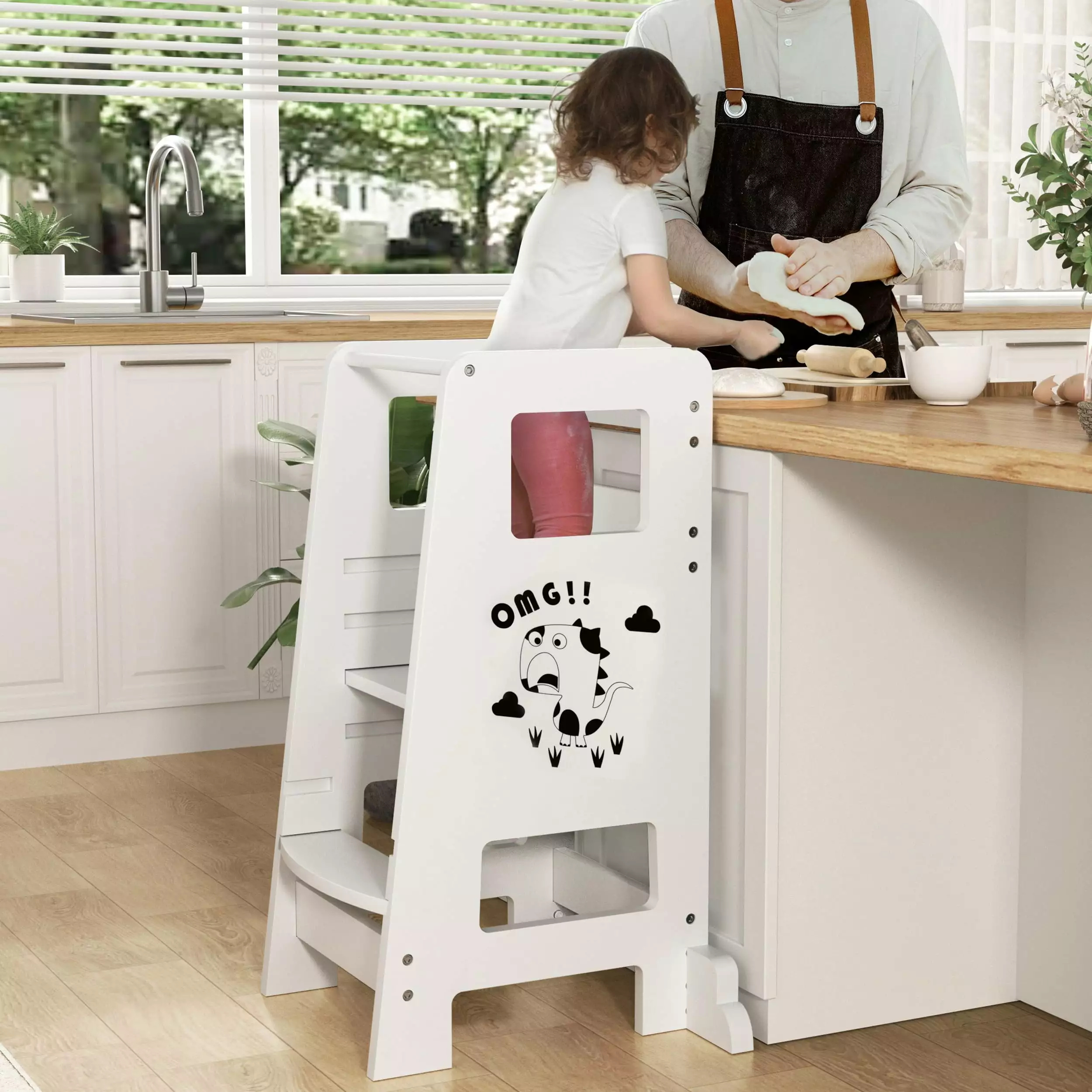 Kids Step Stool Toddler Learning Tower Solid Wood Learning Stool