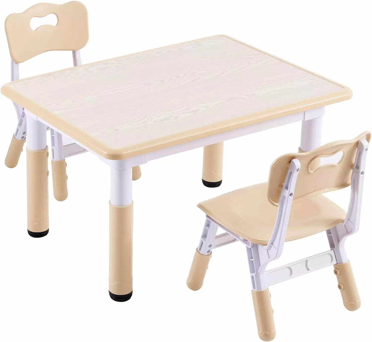 Kids Table and 2 Chairs Set. Height-Adjustable Toddler Table and Chair Set with Graffiti Desktop. 31.5''L x 23.6''W Children Activity Table for Daycare. Classroom. Home