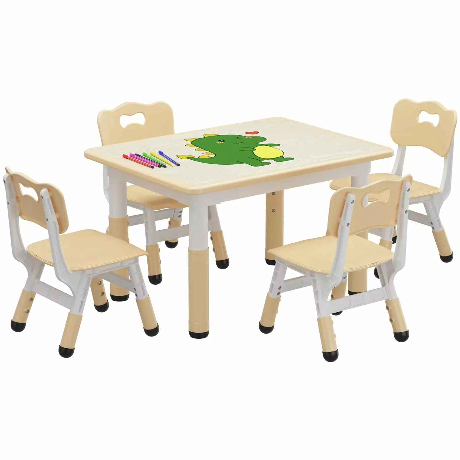 Kids Table and Chair Set. Height Adjustable Toddler Table and 4 Chairs Set for Ages 2-10. Graffiti Desktop. Non-Slip Legs. Arts & Crafts Table. Children Activity Table for Daycare Classroom Home