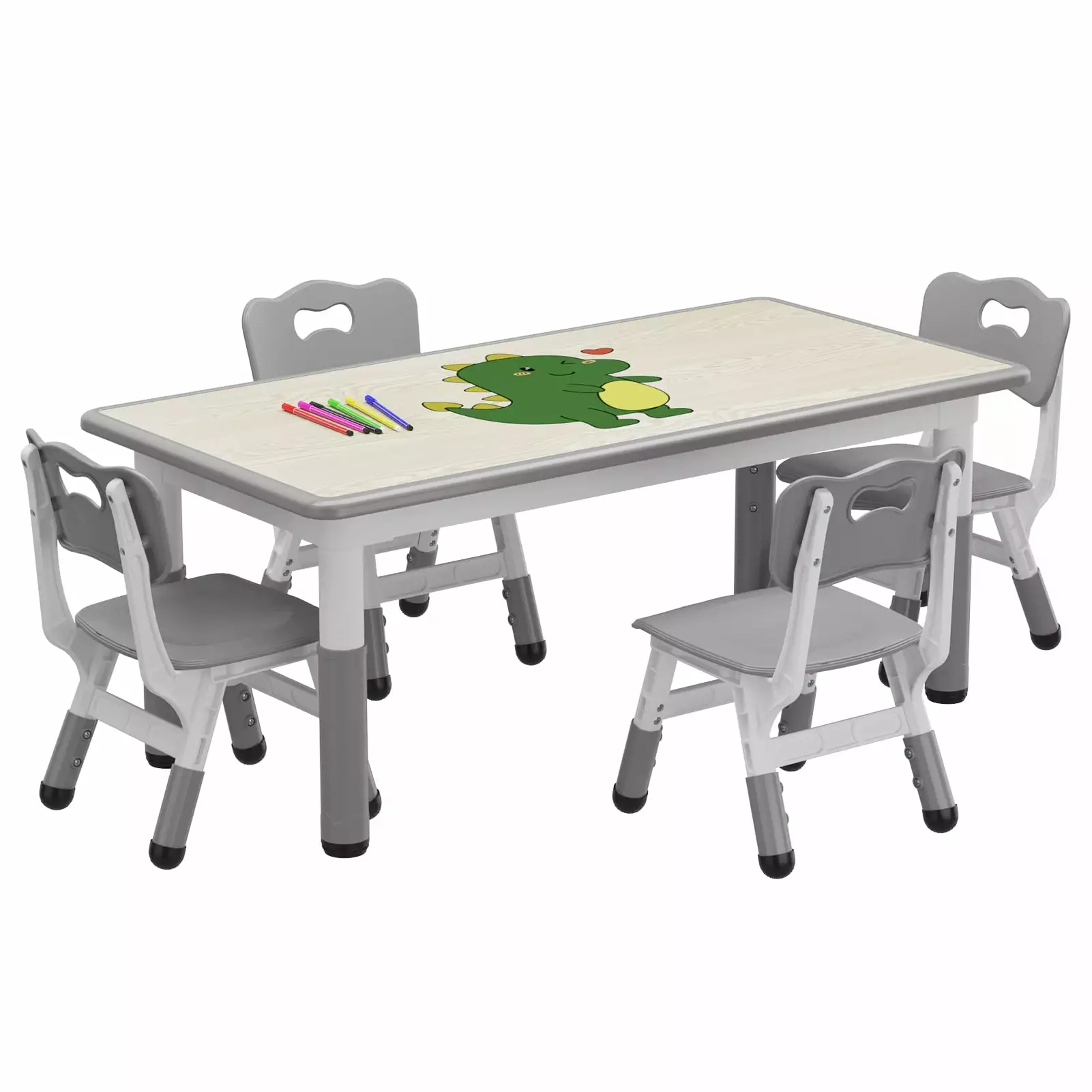 Kids Table and Chair Set. Height Adjustable Toddler Table and 4 Chairs Set for Ages 2-10. Graffiti Desktop. Non-Slip Legs. Arts & Crafts Table. Children Activity Table for Daycare Classroom Home