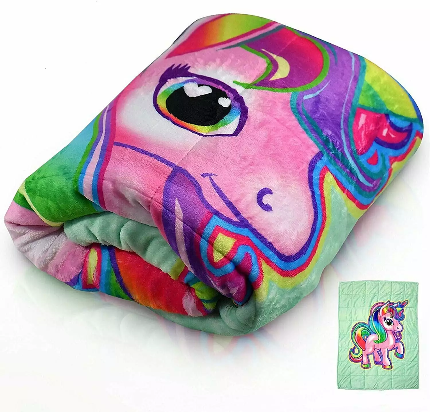 Kids Weighted Blanket by Bell + Howell. 7lb Ultra Soft and Breathable Kids Blanket with Glass Beads. Great for Calming and Sleeping 48x36 inches - Unicorn