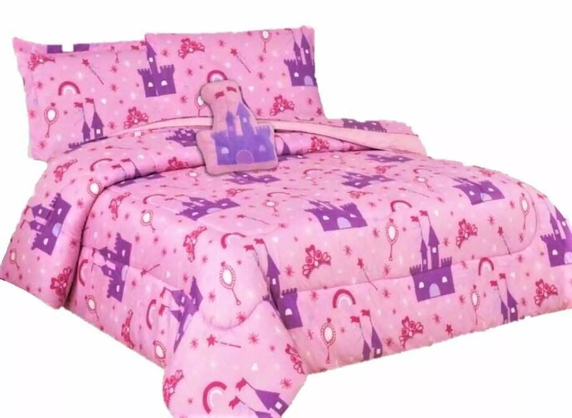 Kids bedding TWIN size comforter with matching sheet set and pillow plush toy super soft easy wash girl boy bed d??cor princess palace print design