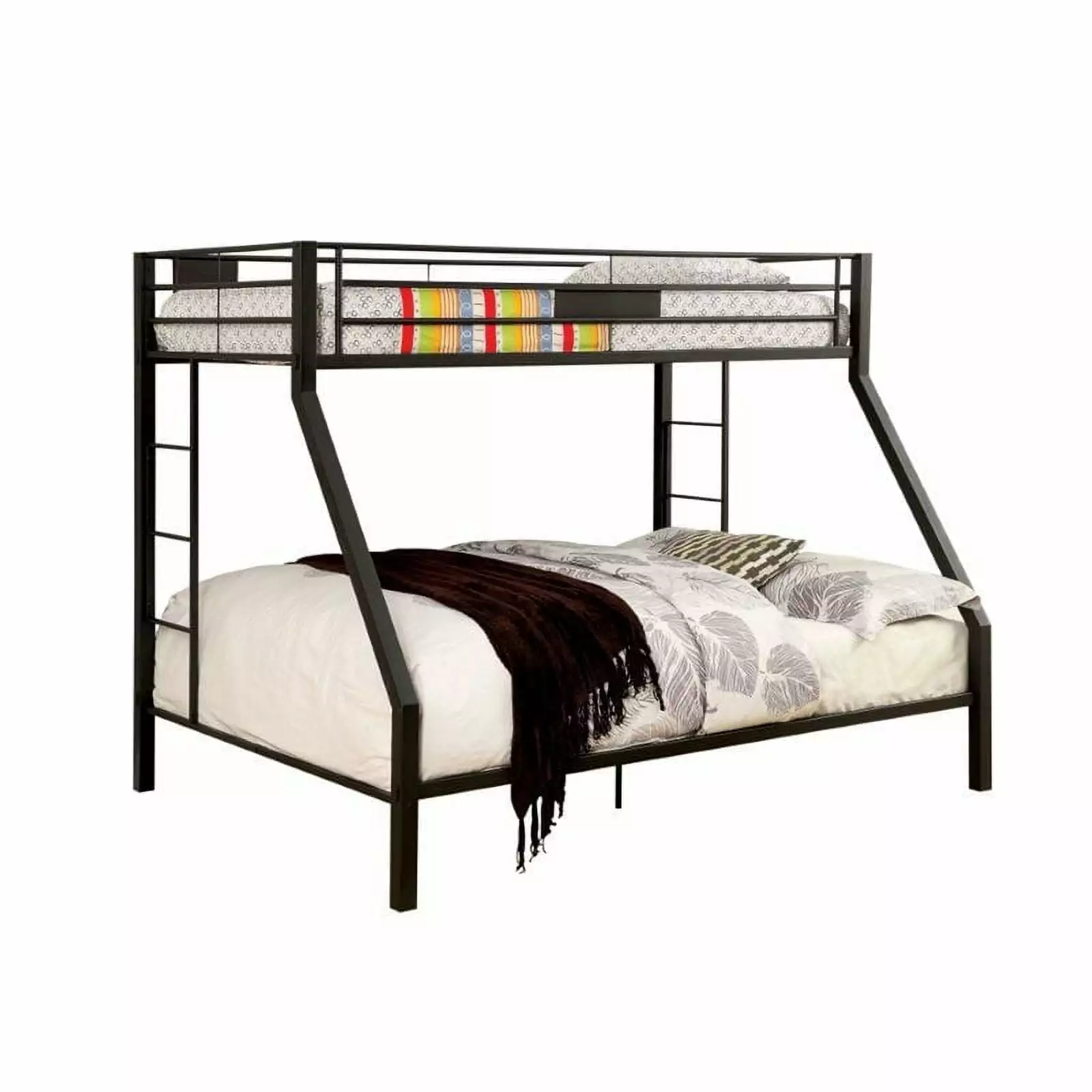 Kingfisher Lane Twin over Queen Metal Bunk Bed in Black