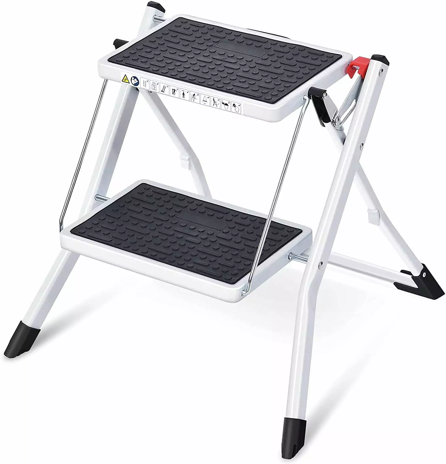 Kingrack 2 Step Ladder Folding Stool. Non-Slip Step Ladder. collapsible stool for adults. Heavy Duty 330Lbs Capacity Industrial Lightweight