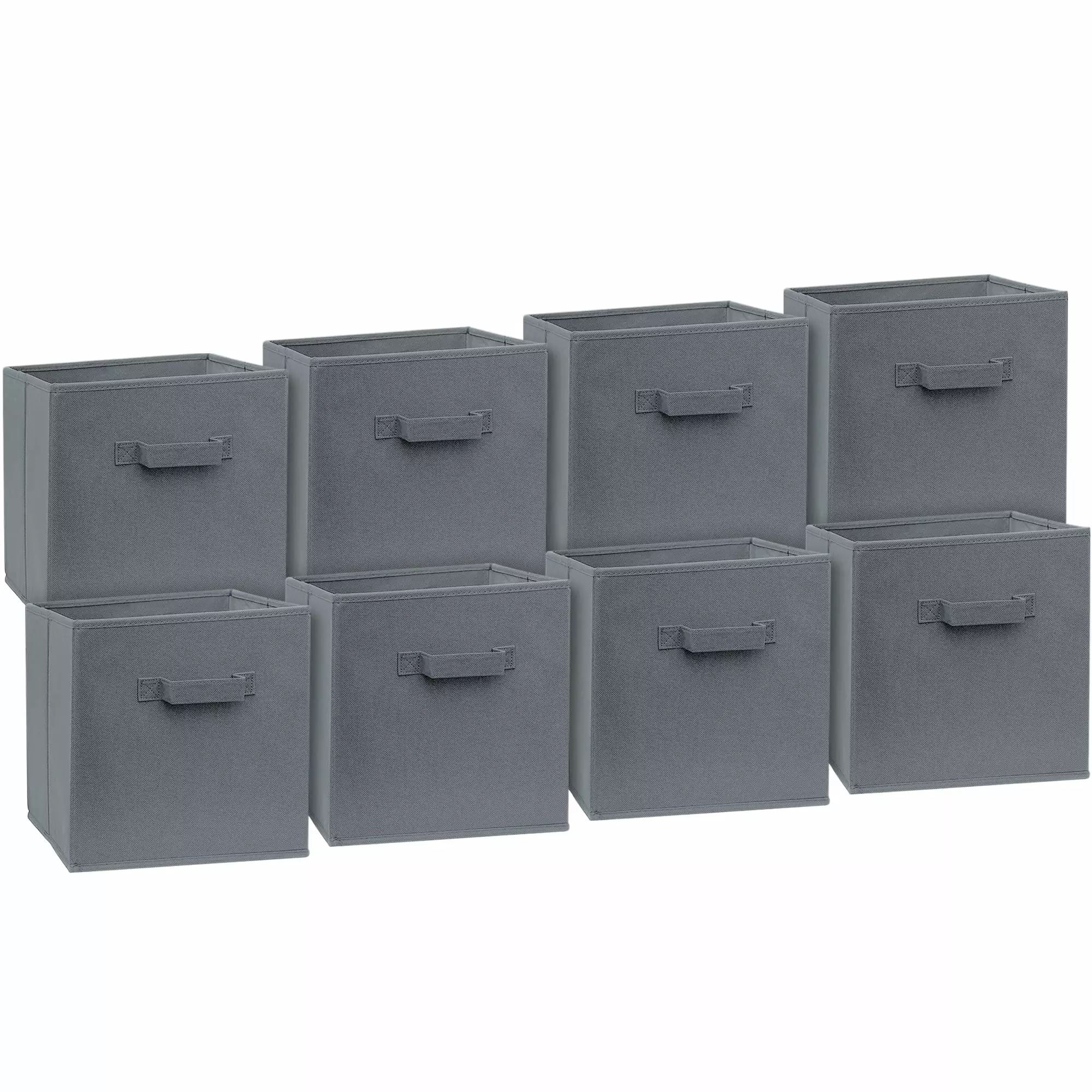 Klozenet 11 inch cube storage bins 8-pack Fabric Collapsible Storage Bins Durable and Sturdy With Handle For Closet Shelves Storage. Books. Cloth and Toys/ foldable Cubby Organizer Color Grey