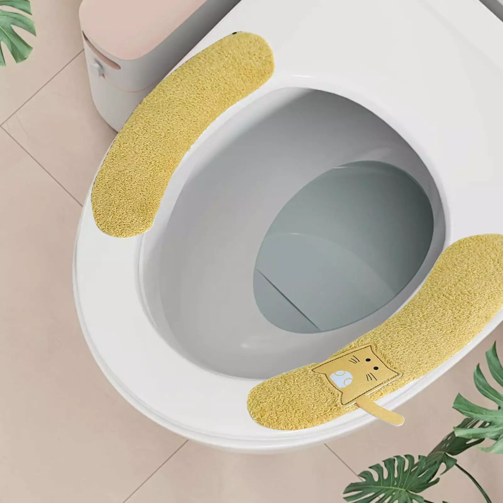 Knitted Toilet Sticker Watertight Toilet Seat Cushion Loop For Warmth Hygiene No Adsorption Supple Feel Repeated Washing To Inhibit Sliding-Home Decor