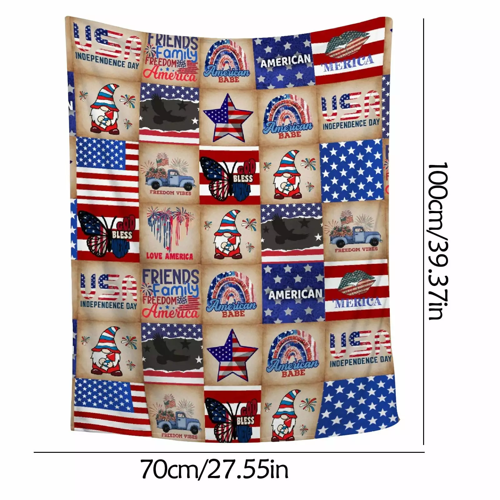 Komiseup 4th of July Flannel Blanket Patriotic Blanket Stars Flannel Super Soft Breathable Throw Blankets Warm Cozy Bedspread Decorative for Sofa Couch Chair Bedroom