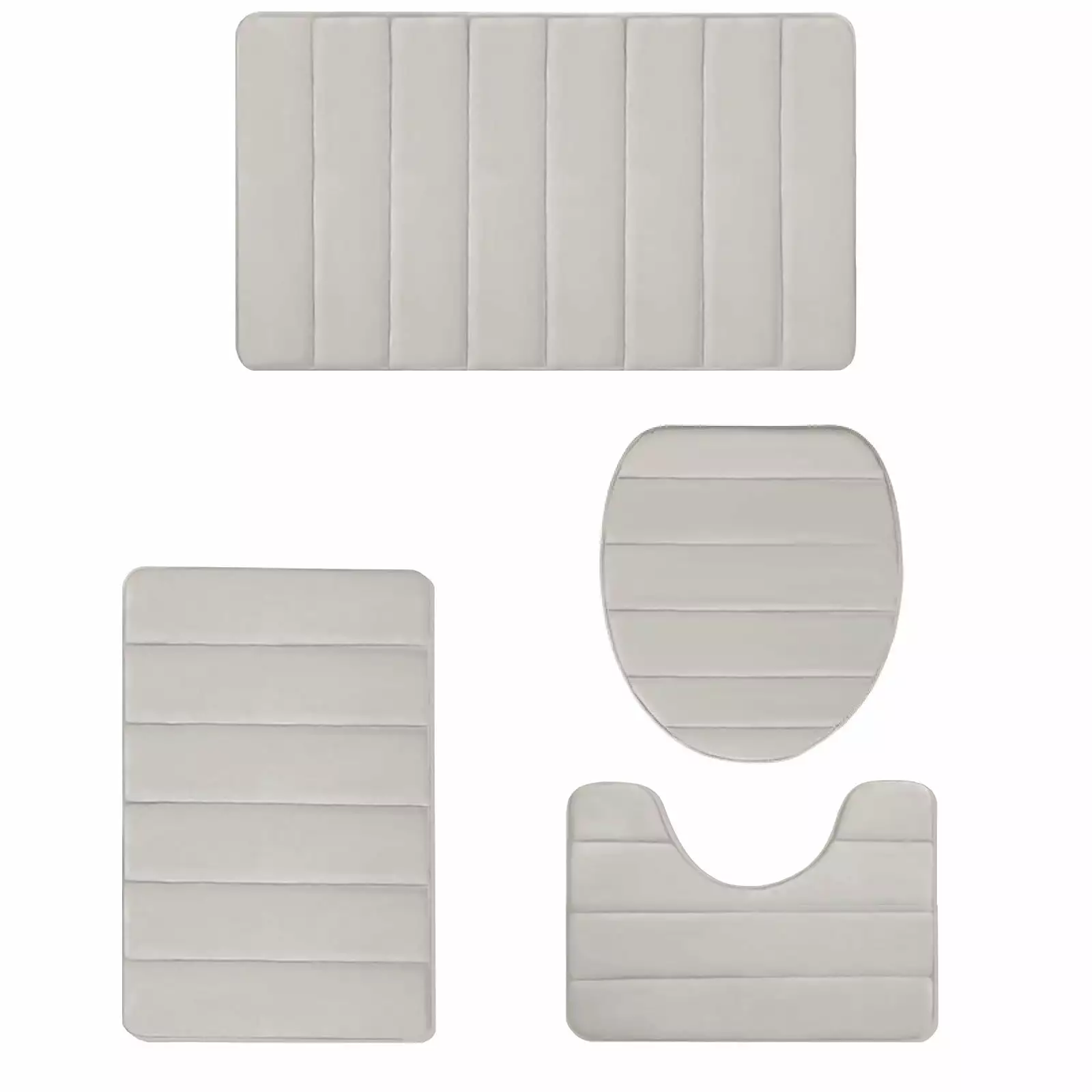 Komiseup Bathroom Rug Sets 4 Piece. Thick Memory Foam Bath Mat. Non Slip Super Absorbent Soft Bathroom Mats. Machine Washable Bathroom Floor Mats Sets for Sink. Tub. Shower and Toilet