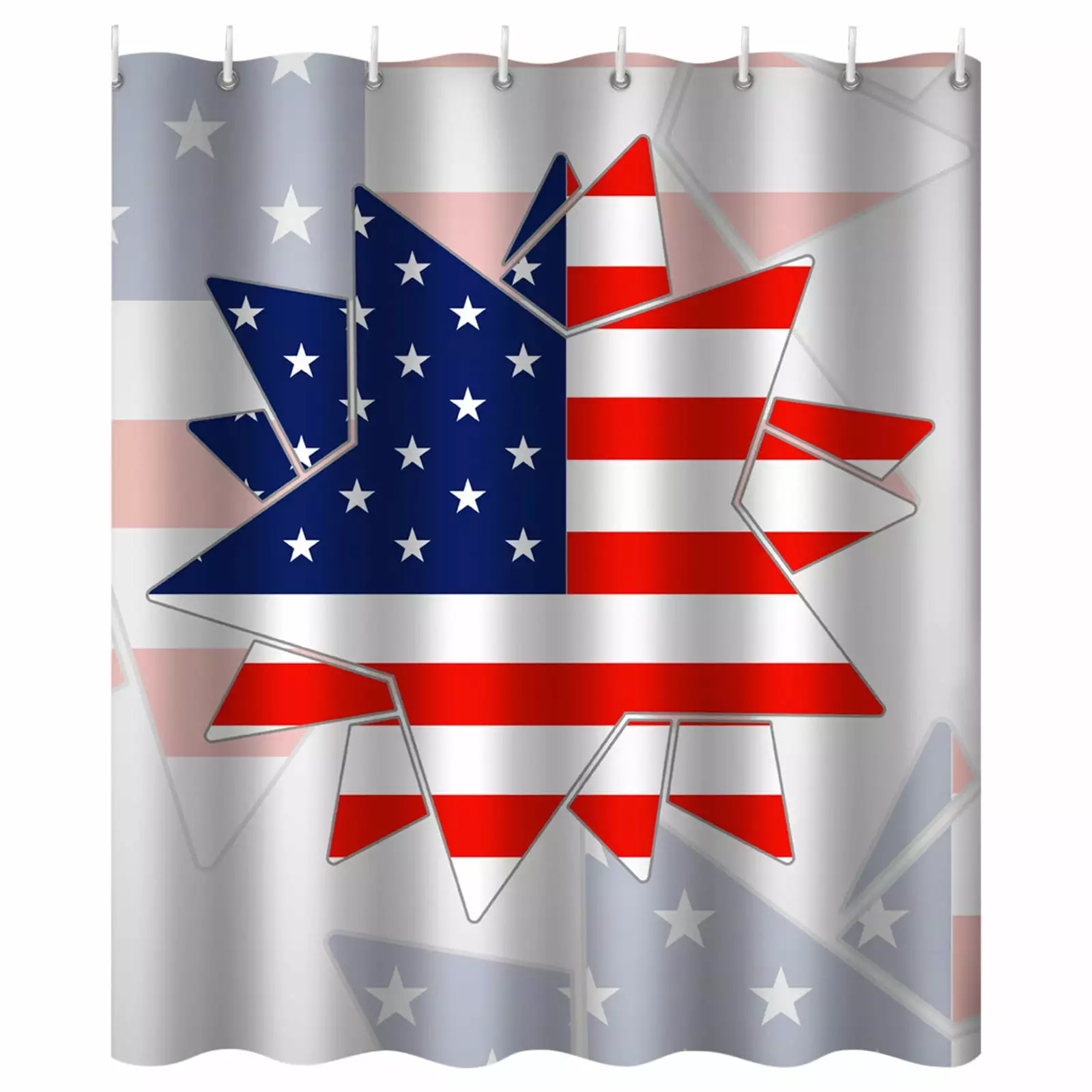 Komiseup Fourth of July Bathroom Shower Curtain US Flag Red White Blue Curtain Independence Day Window Treatment for Bedroom Kitchen Window Curtainsa