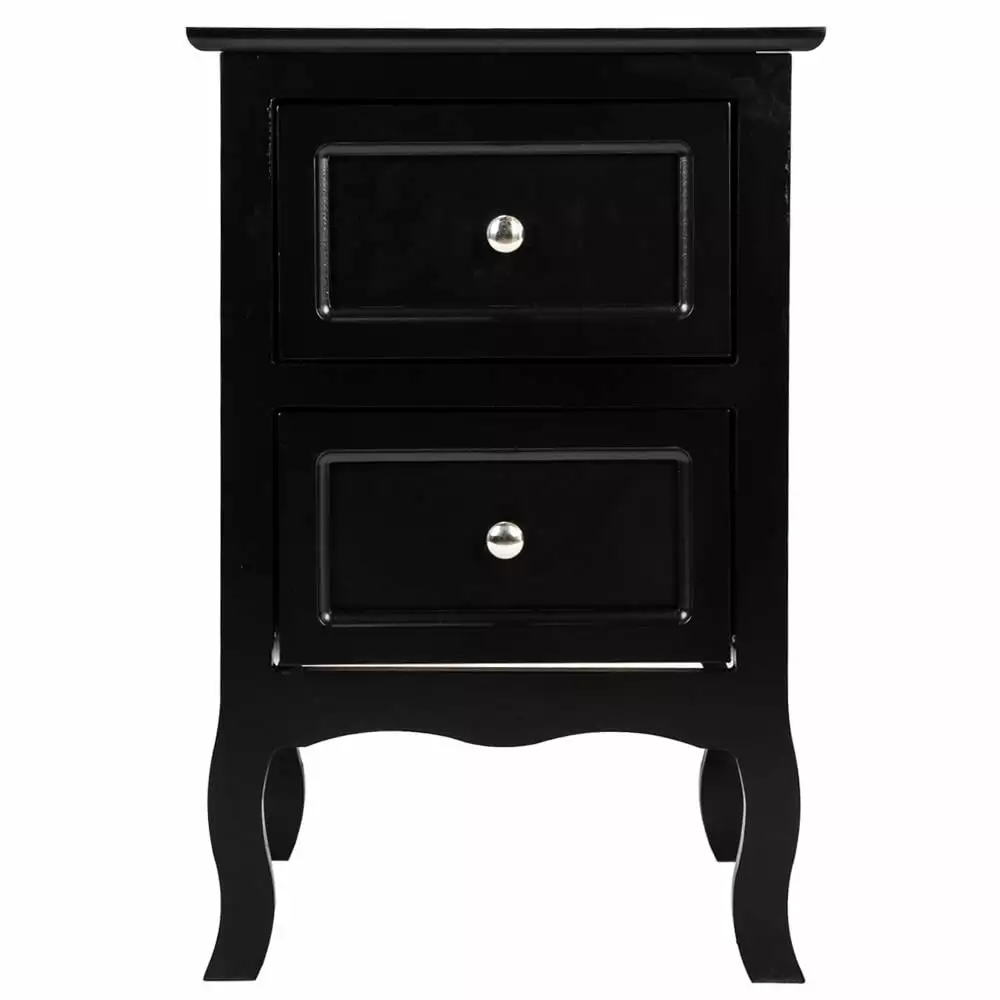 Ktaxon Nightstand End Table with 2 Drawer Bedside Table. Wood Accent Table. Black