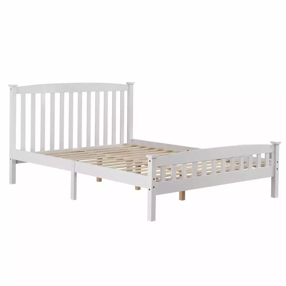 Ktaxon Vertical Wood Bed Frame for Bedroom with Headboard and Footboard White Full Size