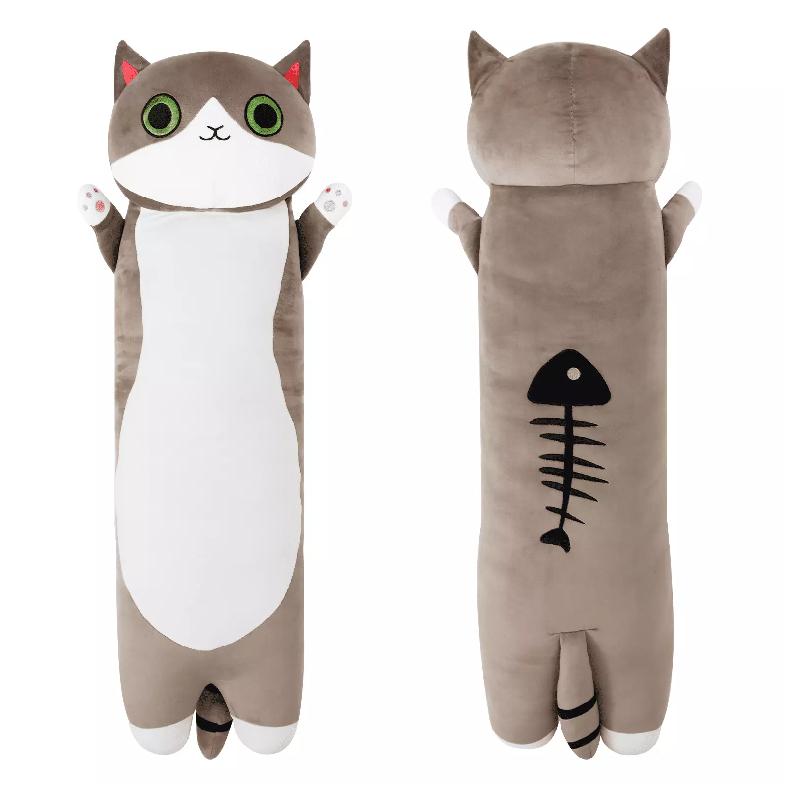 Kumikumi Cat Long Plush Pillow Cartoon Stuffed Animals Plushie for Kids Boys Girls (Gray. 27.6 inch)