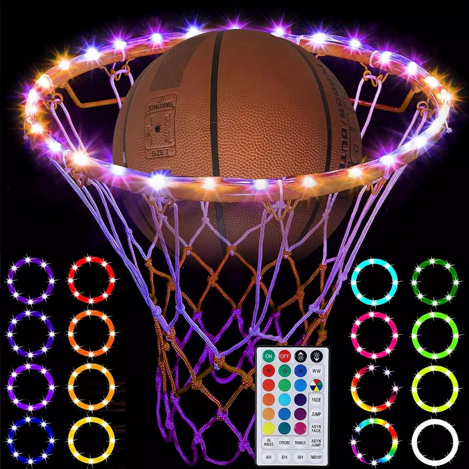 LED Basketball Hoop Light. Remote Control Basketball Rim LED Light. 17 Colors Waterproof LED Basketball Hoop Suitable for Kids to Play Outdoors at Night. Training&Night Outdoor Basketball Games