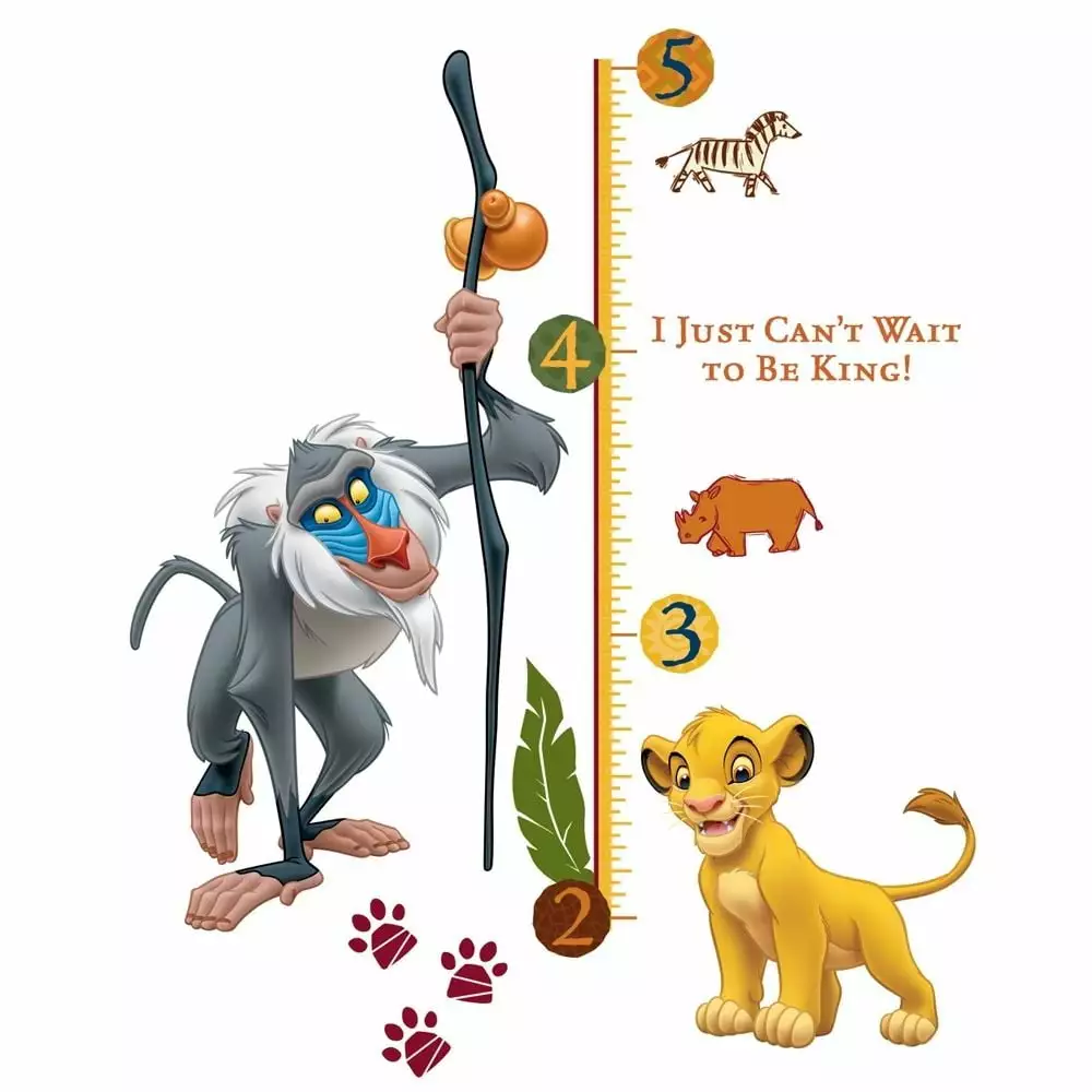 LION KING Wall Decals Kids GROWTH CHART Rafiki Simba Room Decor Stickers