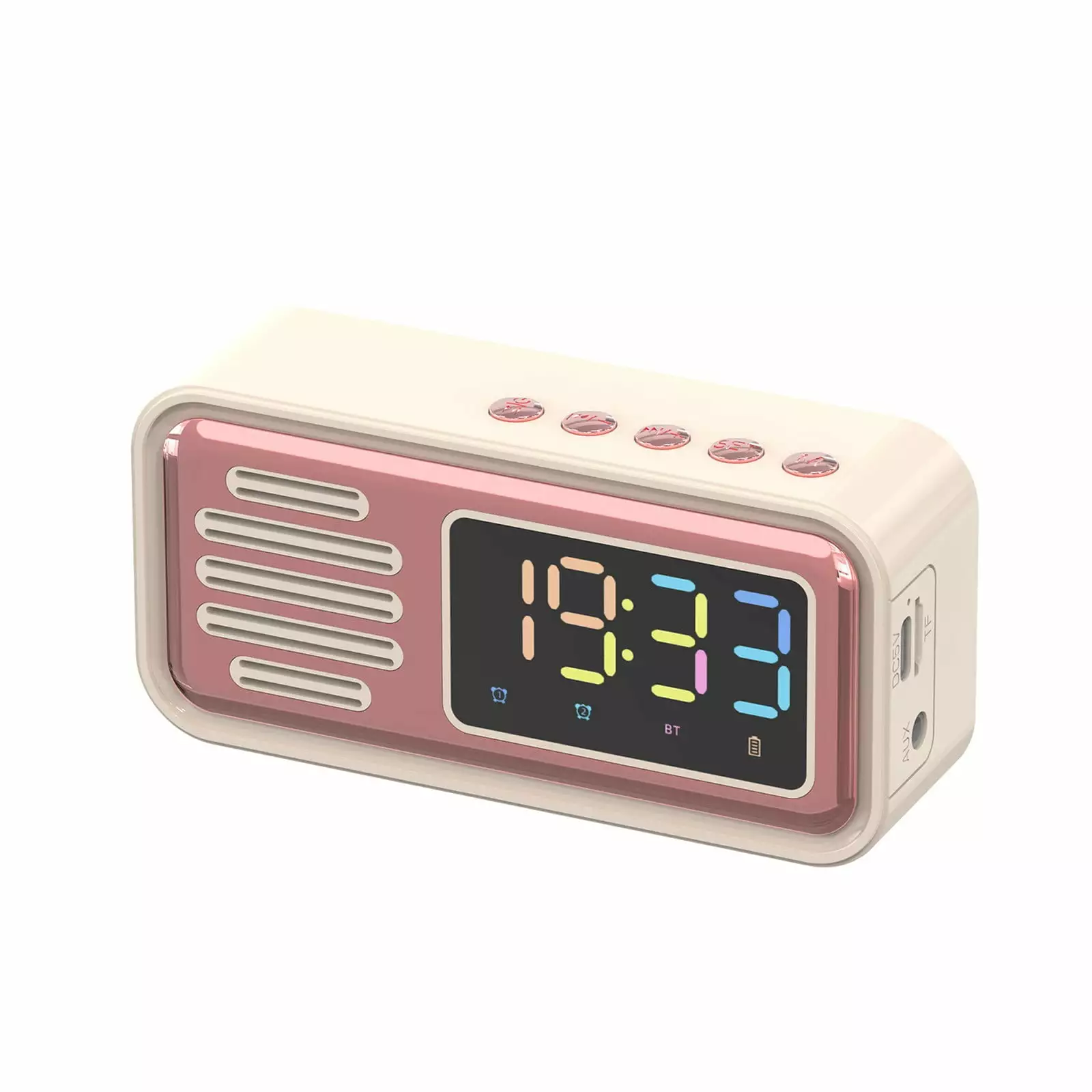 LMEEOR Alarm Clock Clearance Retro Bluetooth Audio Alarm Clock. Ipx5. Supporting Card/Bluetooth/Aux Mode Playback. Long-term Battery Life and Standby up to 650h Alarm Clock Yellow-a