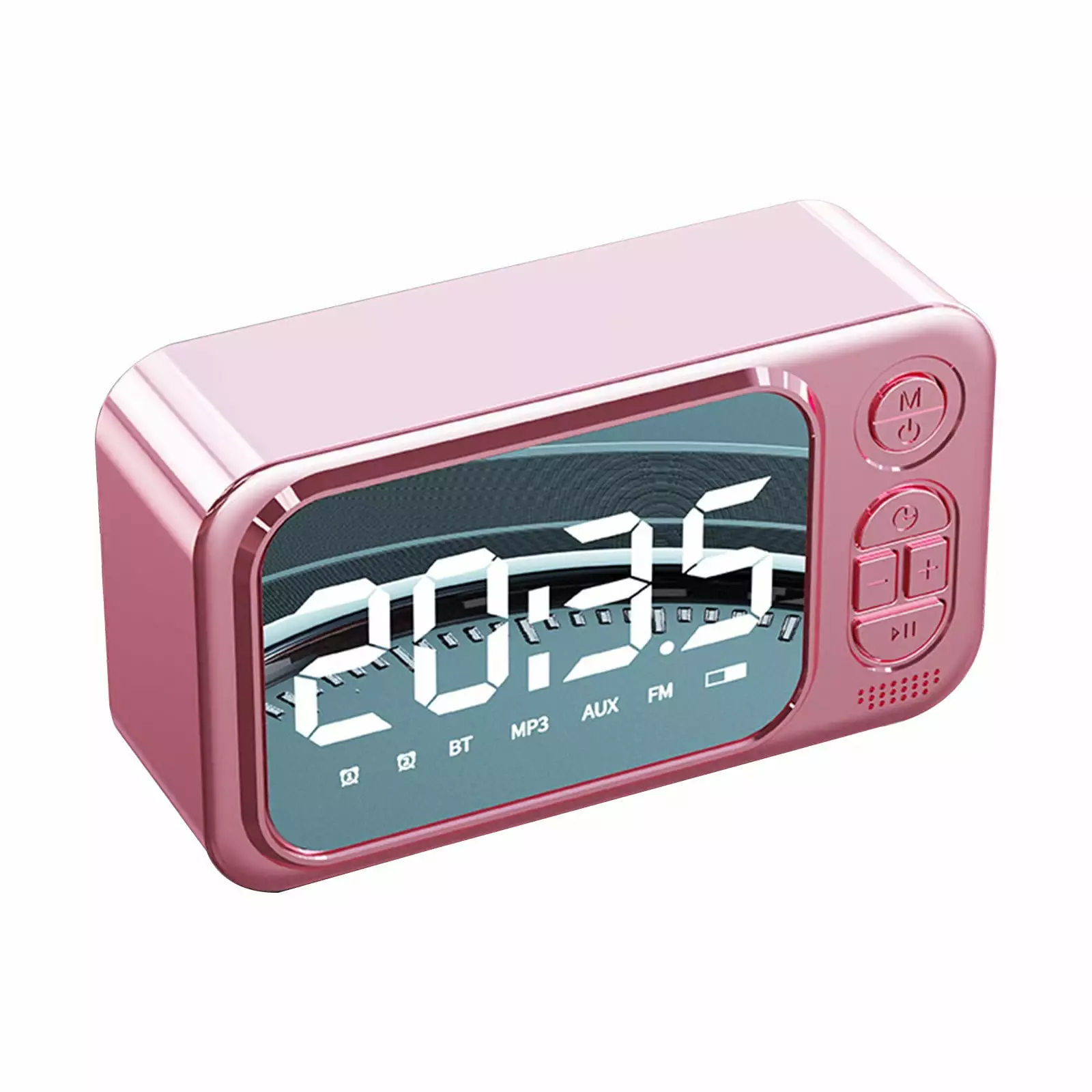 LMEEOR Bluetooth Audio Clearance Digital Alarm Clock Mirror Surface Bluetooth Speaker Electronic Clock with Large Display Screen Fm Radio for Bedroom Office Bluetooth Audio Pinks-t