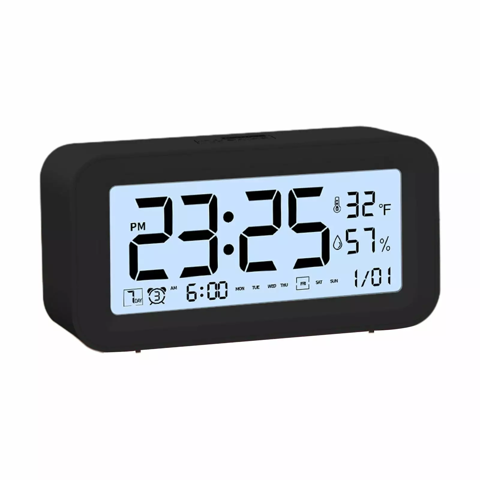 LMEEOR Digital Electronic Clock Clearance Digital Electronic Clock Led Display Electronic Clock Stereo Digital Display Snooze Alarm Clock 12/24h Change Countdown Time Digital Electronic Clock Black-p