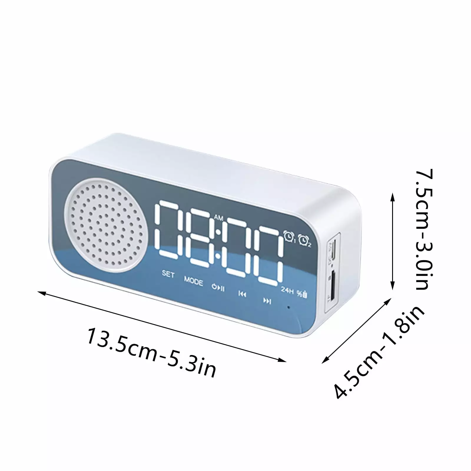 LMEEOR Speaker Clearance Alarm Clock For Bedroom/Office.Digital Clock With Bluetooth Speaker.Small Alarm Clock For Heavy Sleepers Adults.Mirror Led Display Speaker White-r One Size