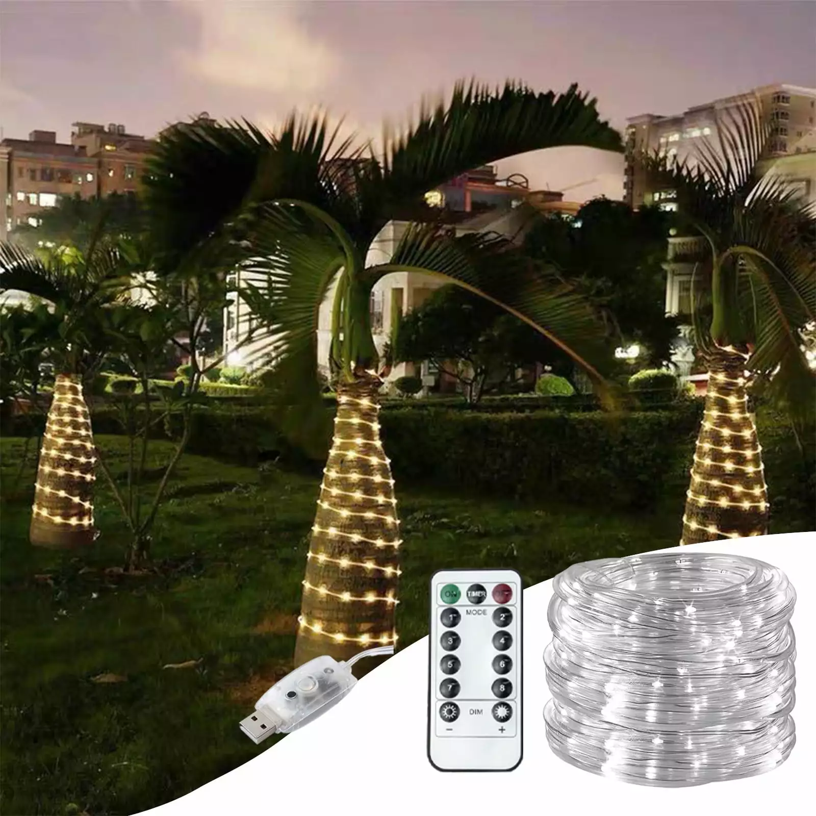 LWITHSZG LED Rope Lights Outdoor. 38.8ft 100 LED Christmas Tube String Lights. 8 Modes Clear Tube Decorative Lighting for Garden. Patio. Bedroom. Party. Wedding. Christmas Decor