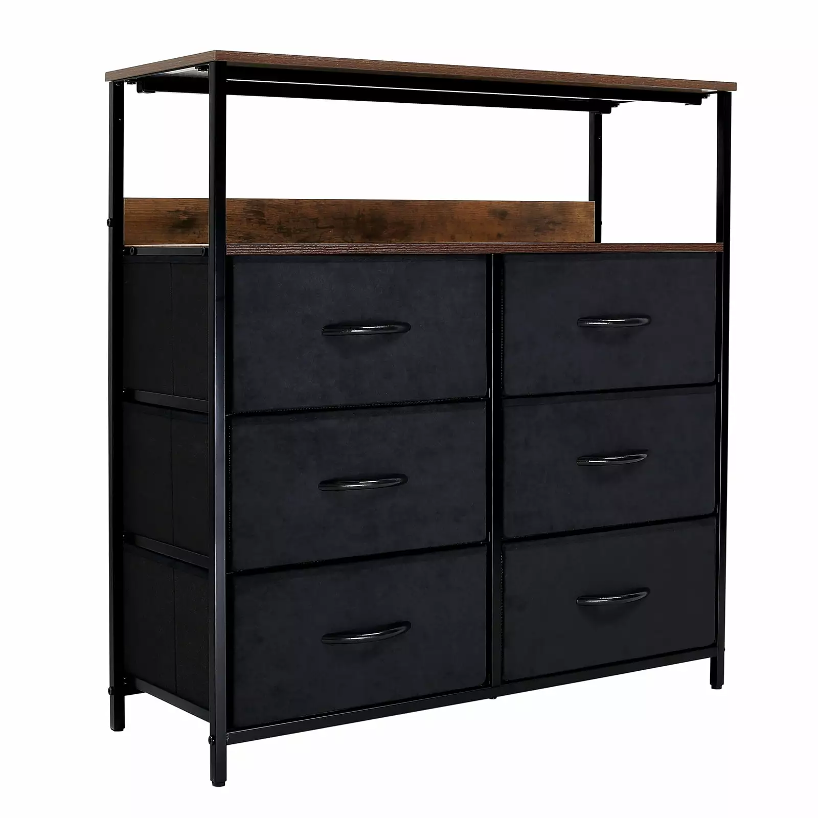 LYNCOHOME 6-Drawers DresserDresser for Bedroom. Chest of Drawers. Modern Cabinet. Rustic Brown Finish