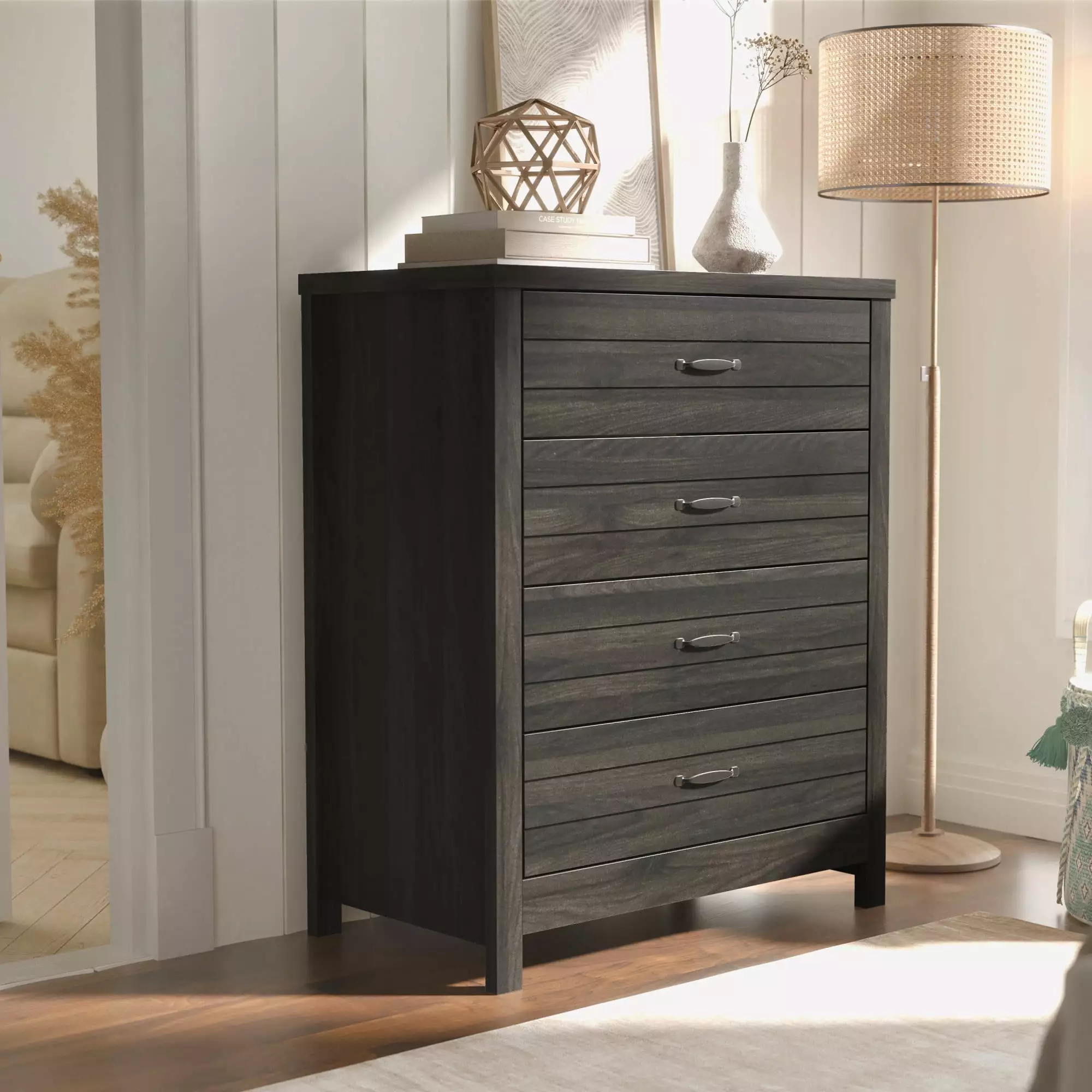 Lancaster Farmhouse 4-Drawer Dresser. Espresso. by Hillsdale Living Essentials