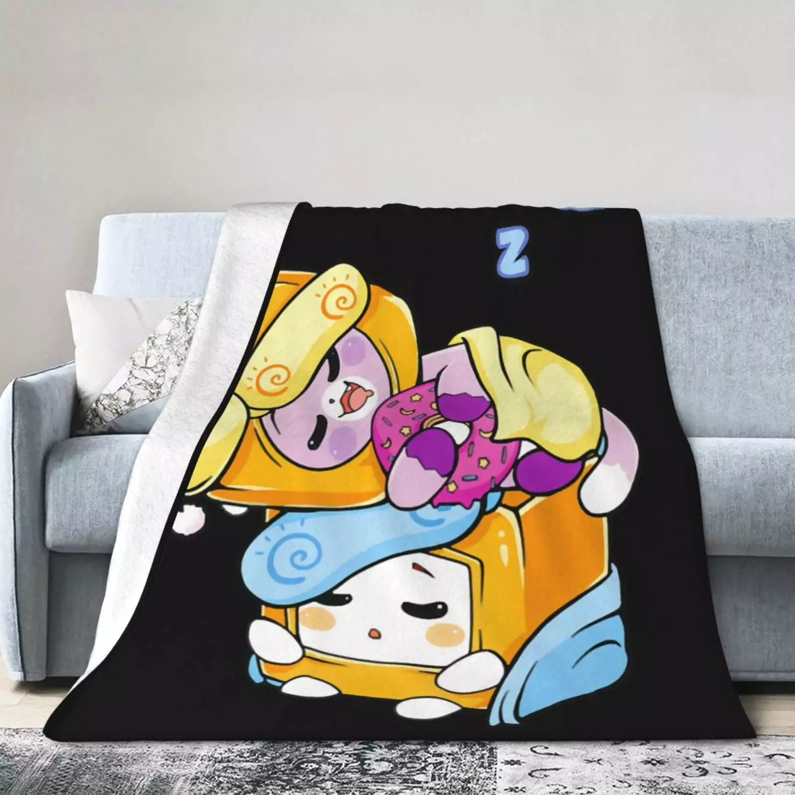 Lankybox Cartoon Throw Blanket. Super Soft Cozy Flannel Fleece Picnic Blanket for Boys Girls Adults. Warm Plush Blankets for Couch Sofa Bed Living Room