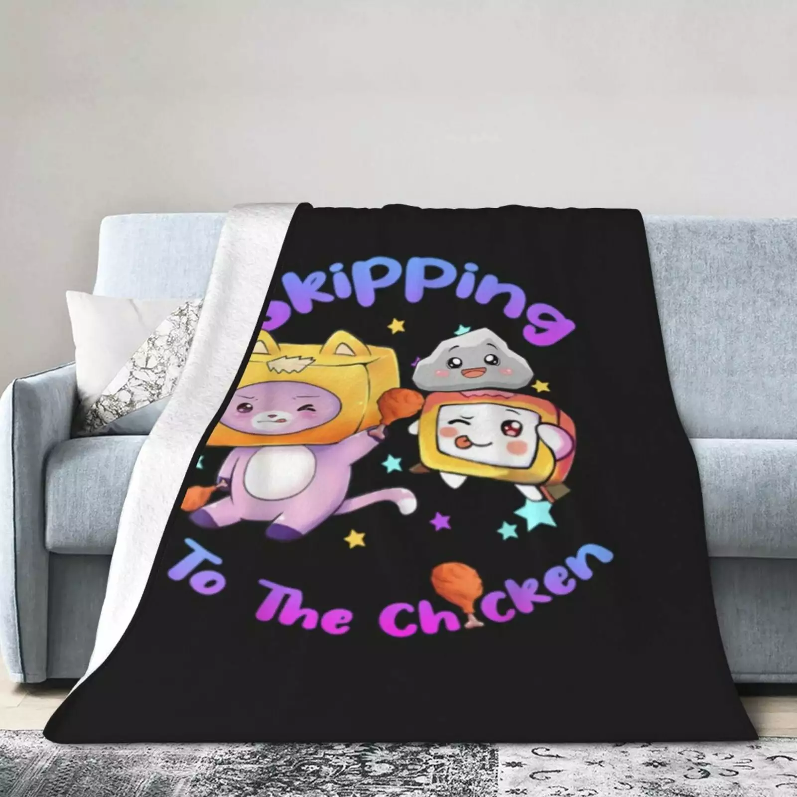 Lankybox Cartoon Throw Blanket. Super Soft Cozy Flannel Fleece Picnic Blanket for Boys Girls Adults. Warm Plush Blankets for Couch Sofa Bed Living Room