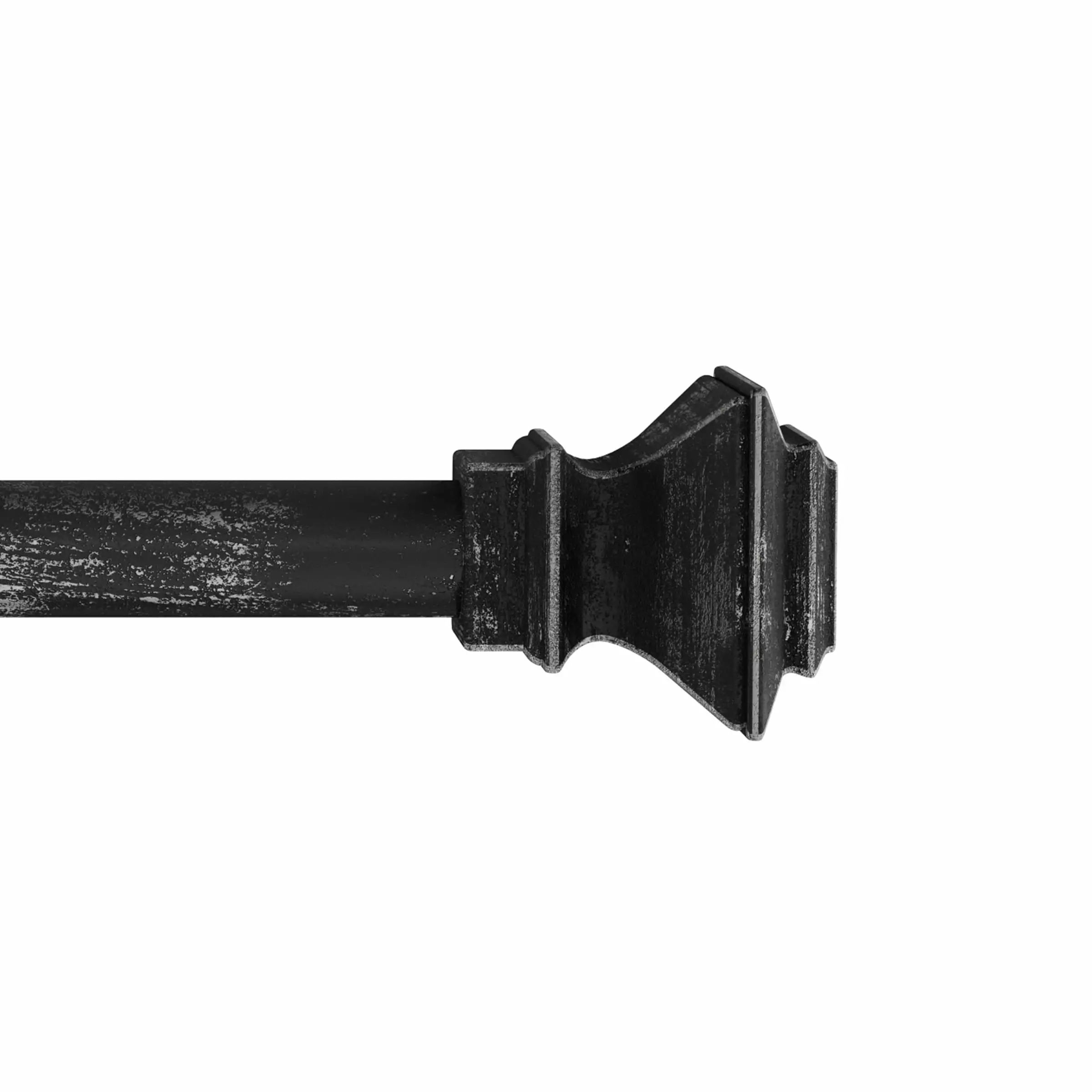 Lavish Home Curtain Rod - Modern Square Finials - 48-84 Window Black