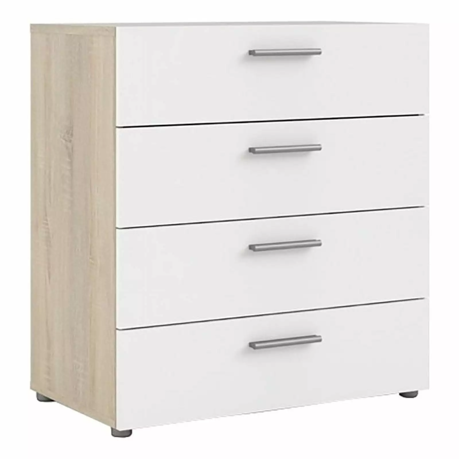 Levan Home Contemporary 4 Drawer Engineered Wood Chest in Oak /White