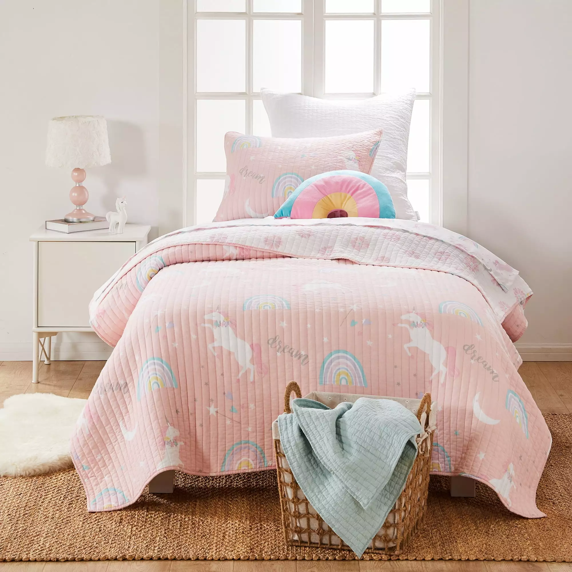 Levtex Home - Melody Quilt Set - Twin/Twin XL Quilt and One Standard Sham - Whimsical - Unicorn - Quilt (66x86in.) and Sham (20x26in.) - Reversible - Cotton/Cotton