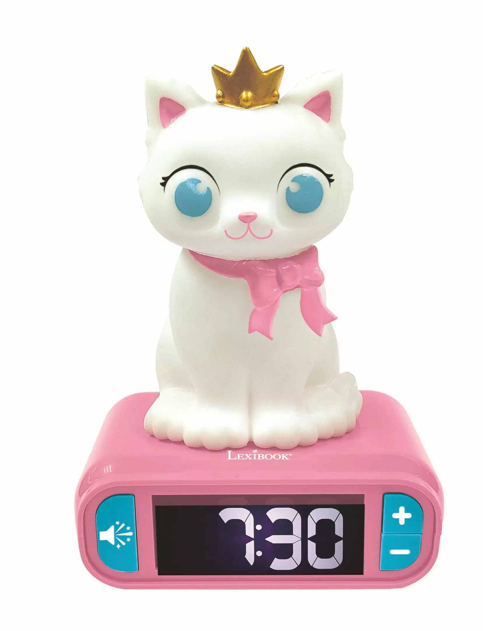 Lexibook - Kitten Digital Alarm Clock for kids with Night Light Snooze. Childrens Clock. Luminous Cat. White and Pink colours - RL800KT