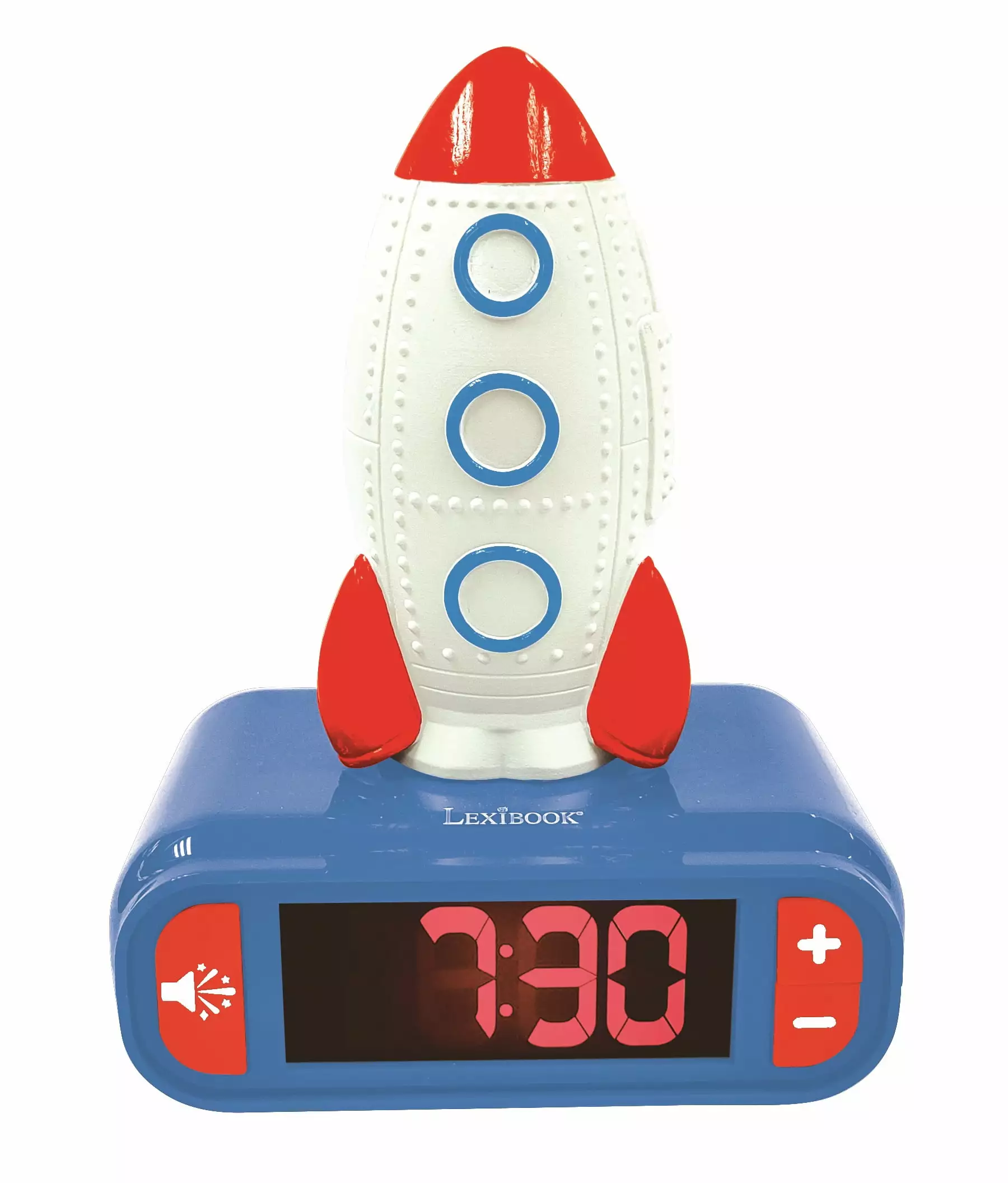 Lexibook - Rocket Digital Alarm Clock for kids with Night Light Snooze. Childrens Clock. Luminous Rocket. Blue colour - RL800SPC