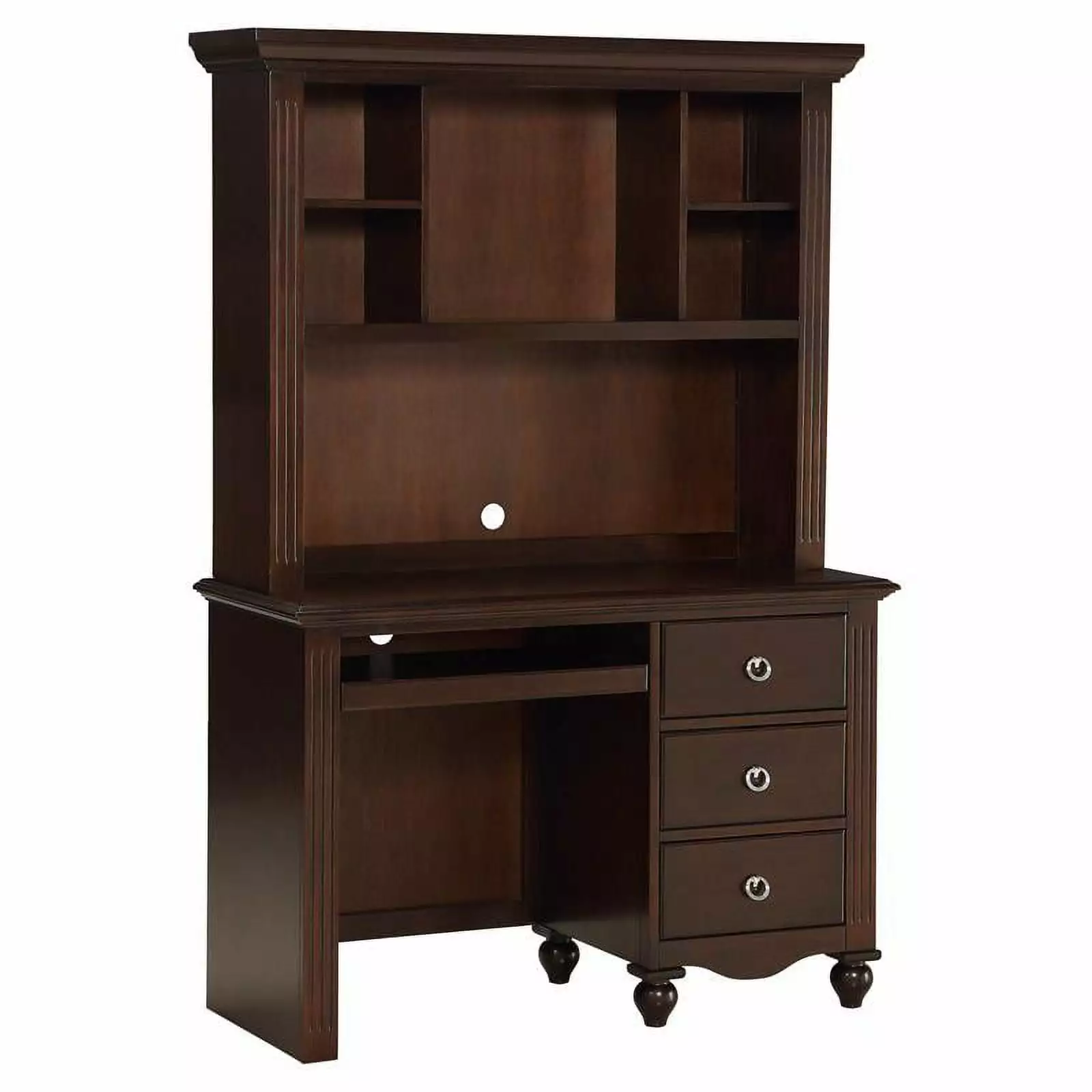 Lexicon Meghan 48 Traditional Wood Writing Desk with Hutch in Espresso