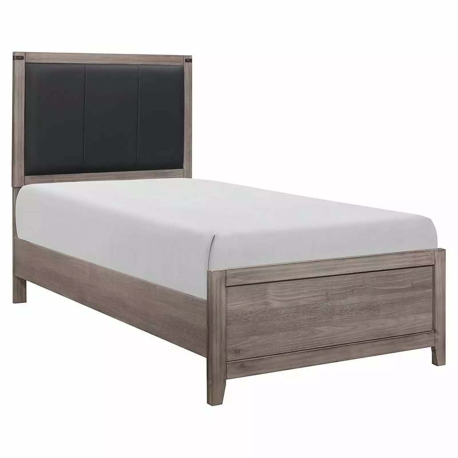 Lexicon Woodrow Contemporary Upholstery Headboard Wood Twin Bed in Gray/Black