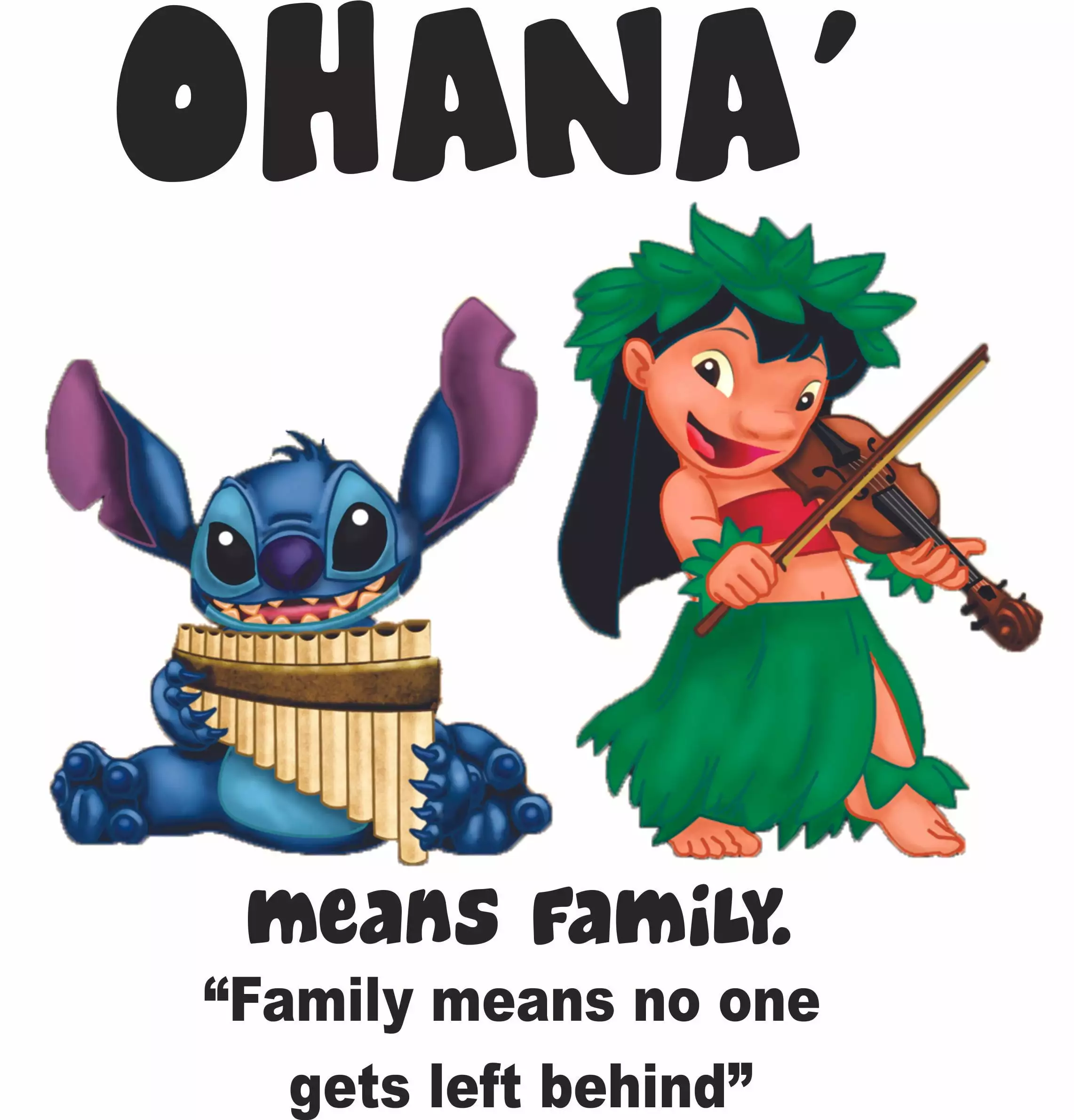 Lilo Stitch Family Quote Music Cartoon Customized Wall Decal - Room Decor Wall Stickers Decoration Size (20x20 inch)