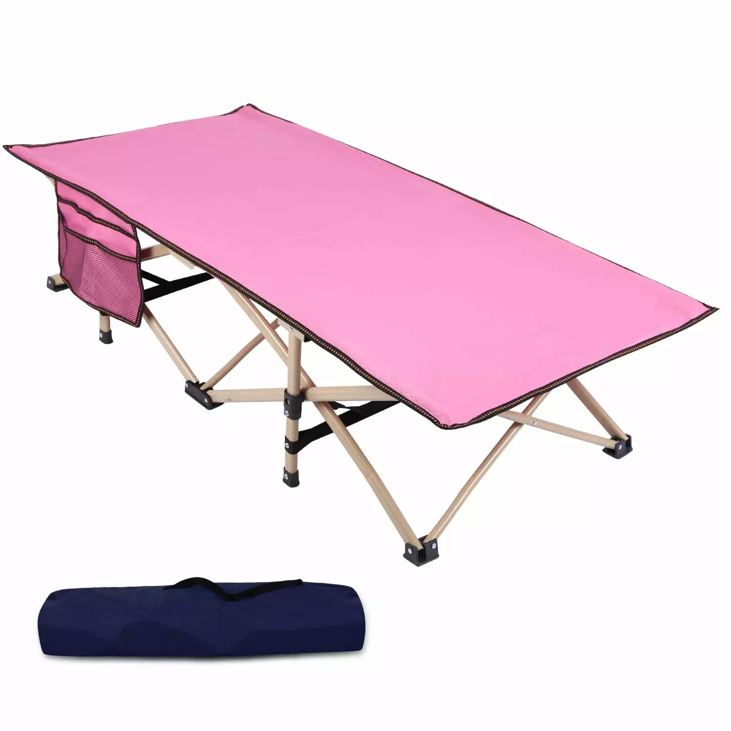 Lineslife Toddler Cots for Sleeping Foldable. Sturdy Portable Kids Girls Camping Cot Indoor Outdoor. Easy to Use. 53''x26'' Pink