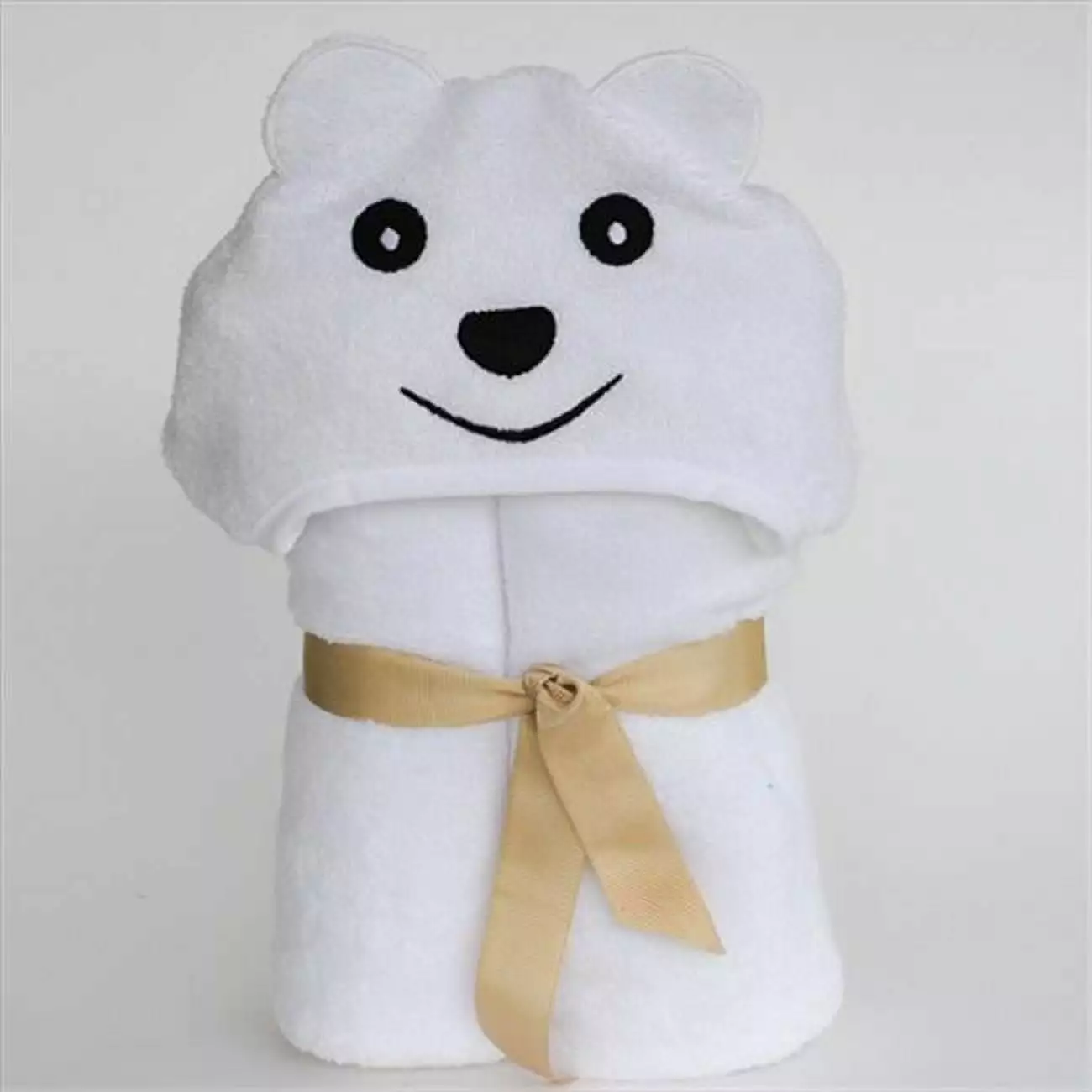 Little Ashkim BHTB002 Little Kid Bear Hooded Bamboo Turkish Towel - White- 2T-5T