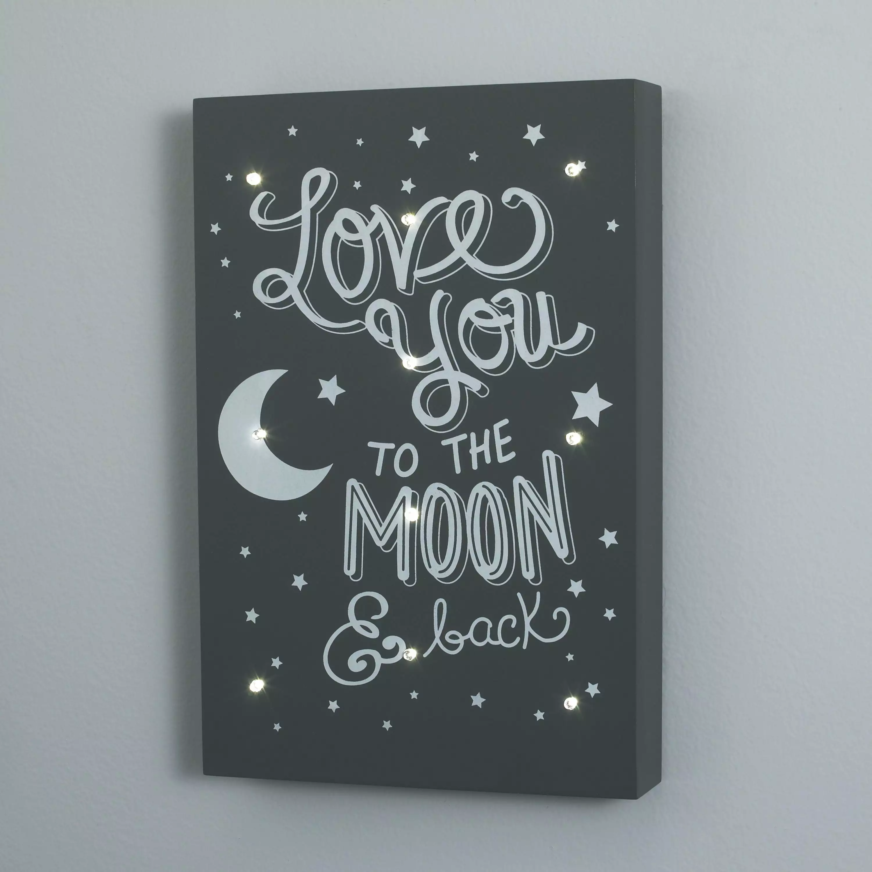 Little Love by NoJo Grey and White To the Moon and Back Lighted Wall Hanging. Nursery. Unisex