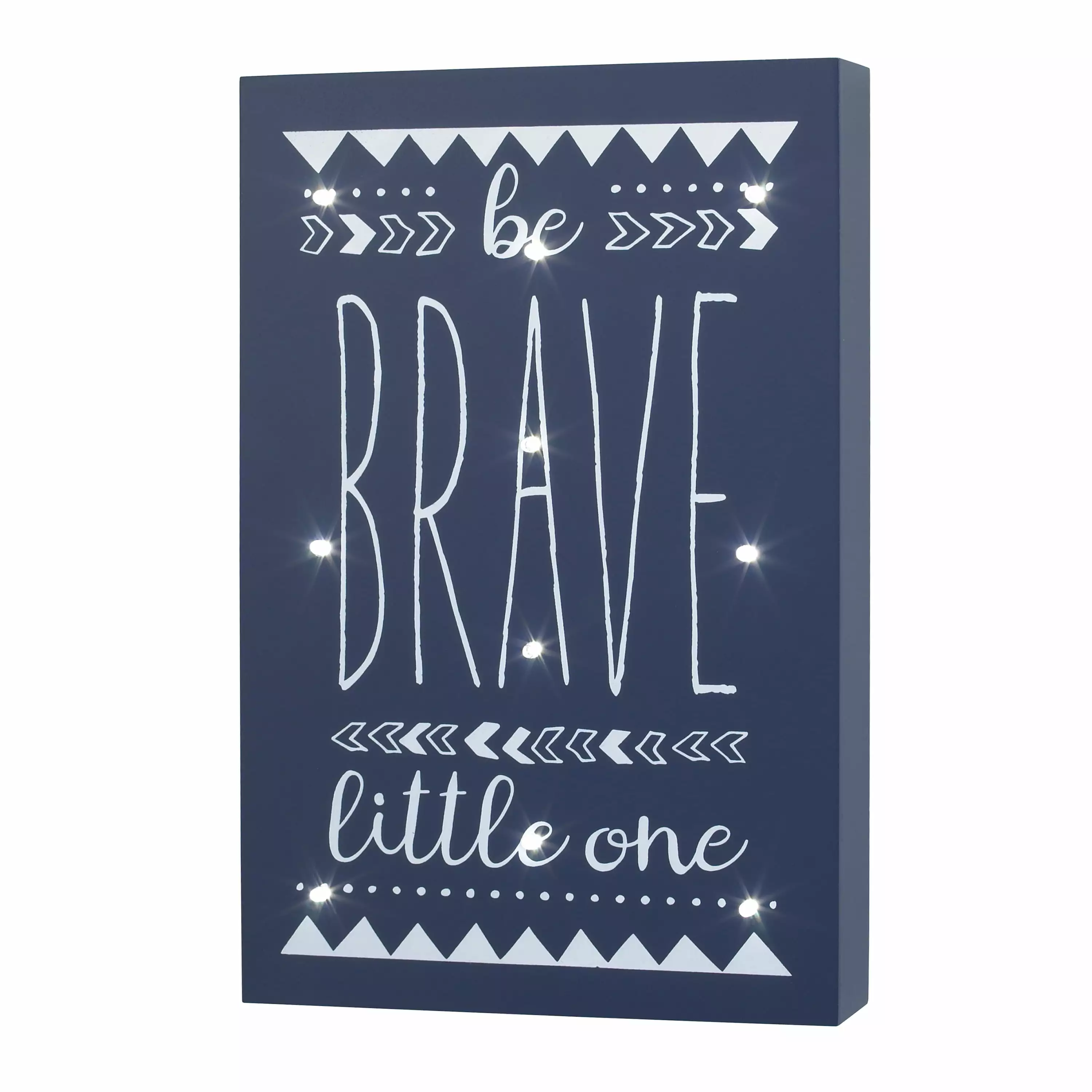 Little Love by NoJo Navy and White Aztec Be Brave Lighted Wall Hanging. Nursery. Boy