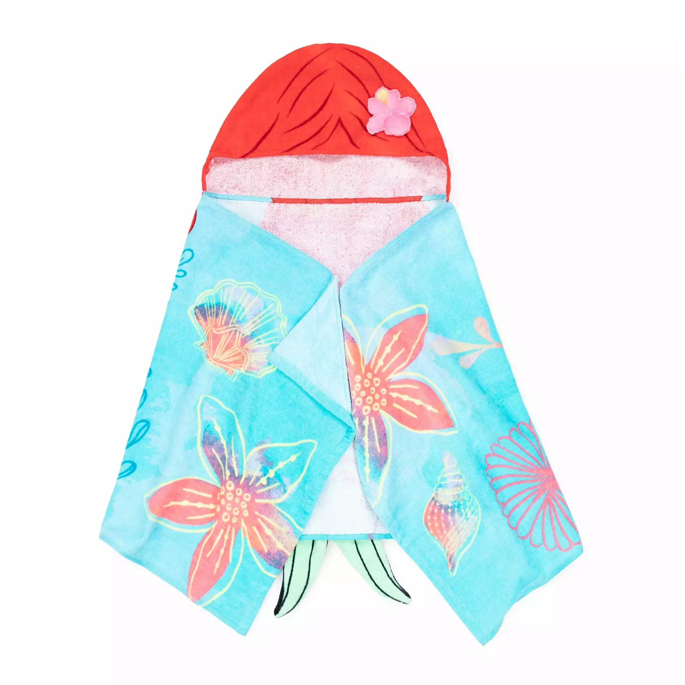 Little Mermaid Kids Bath Hooded Towel Wrap. 51 x 22. Cotton. Blue. Disney