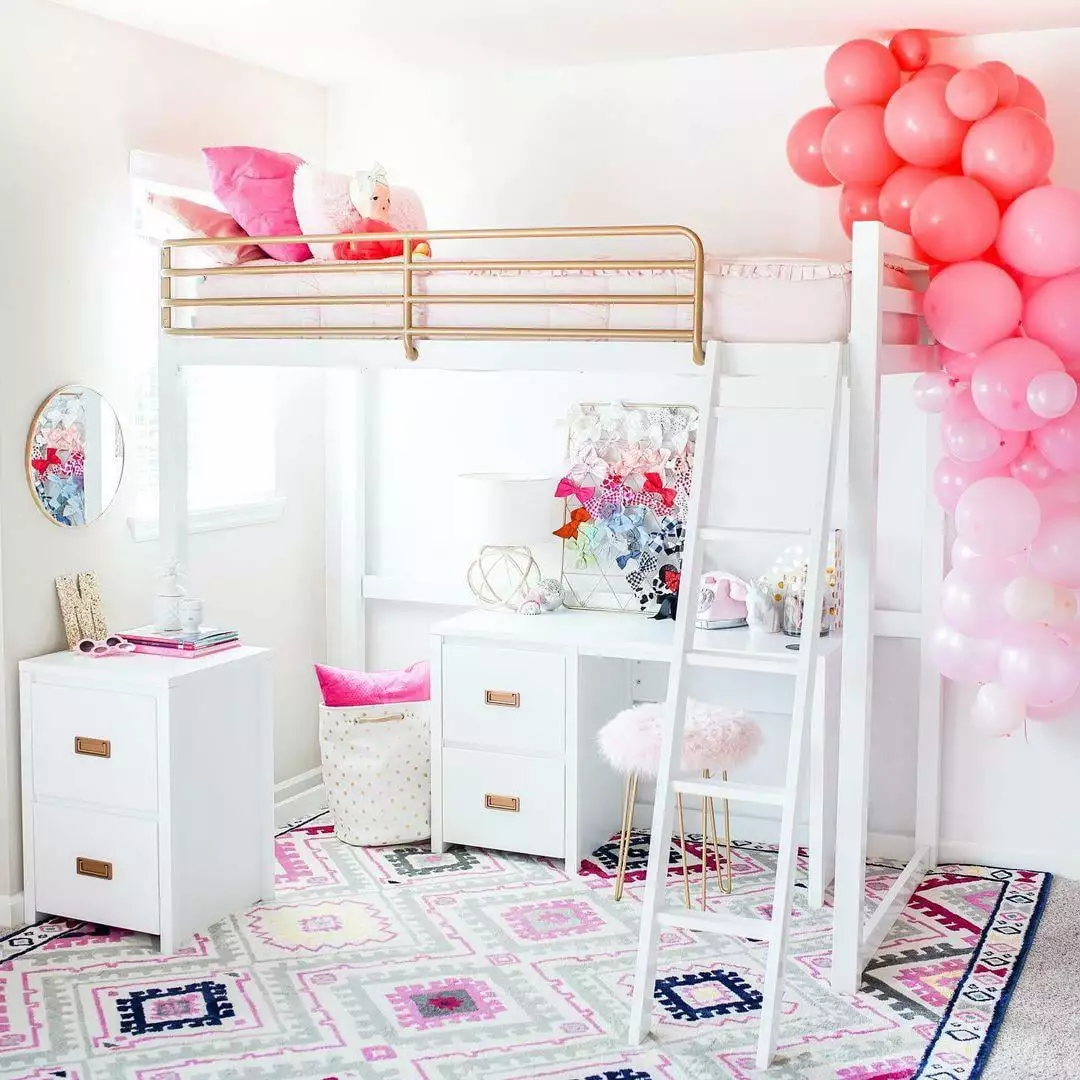 Little Seeds Monarch Hill Haven Twin Metal Loft Bed. White & Gold Bars