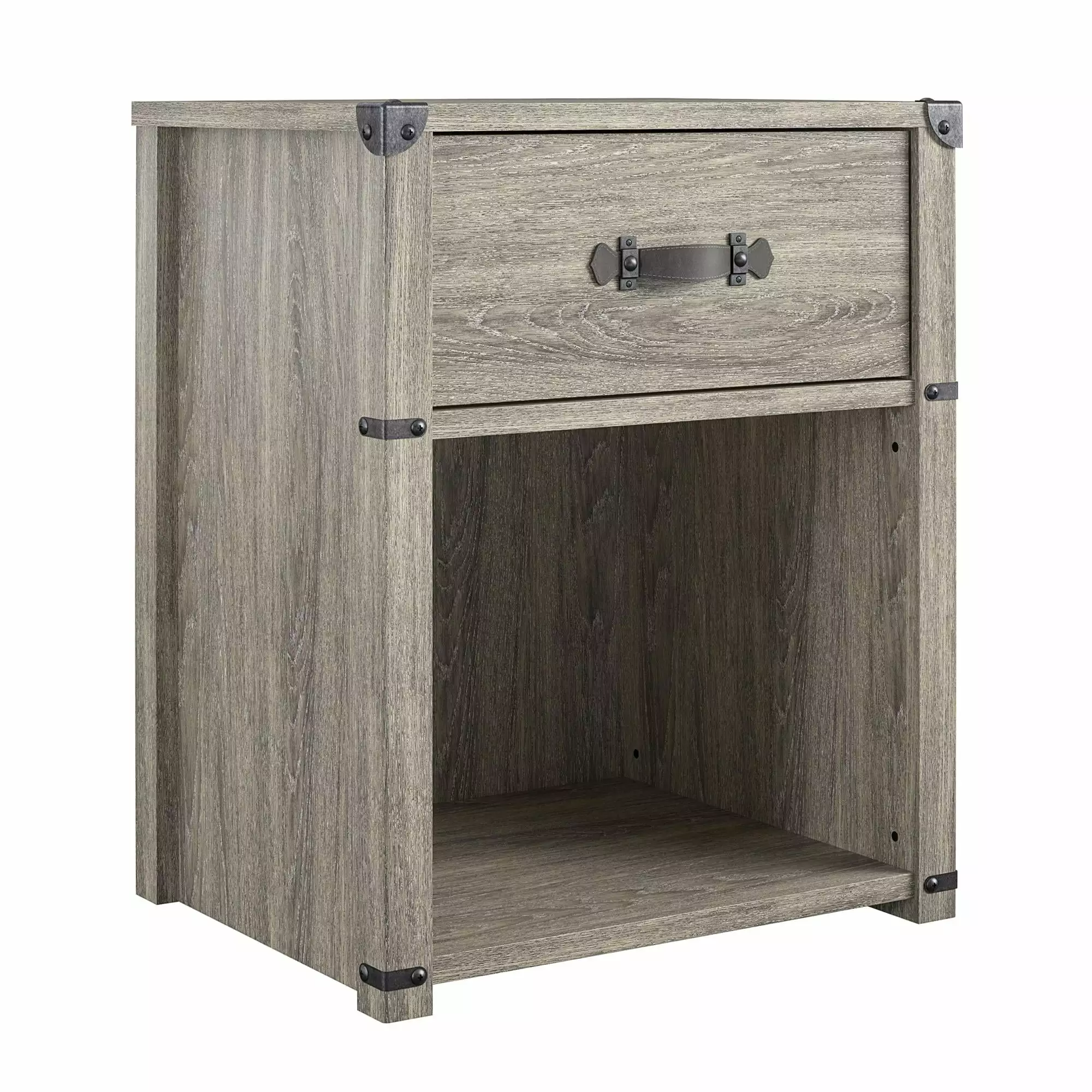 Little Seeds Nova 1 Drawer Storage Nightstand. Gray Oak